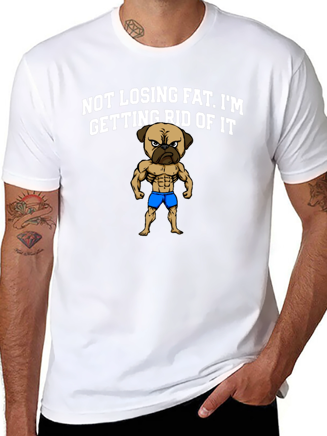 Funny Pug Bodybuilding T-Shirt - Not Losing Fat