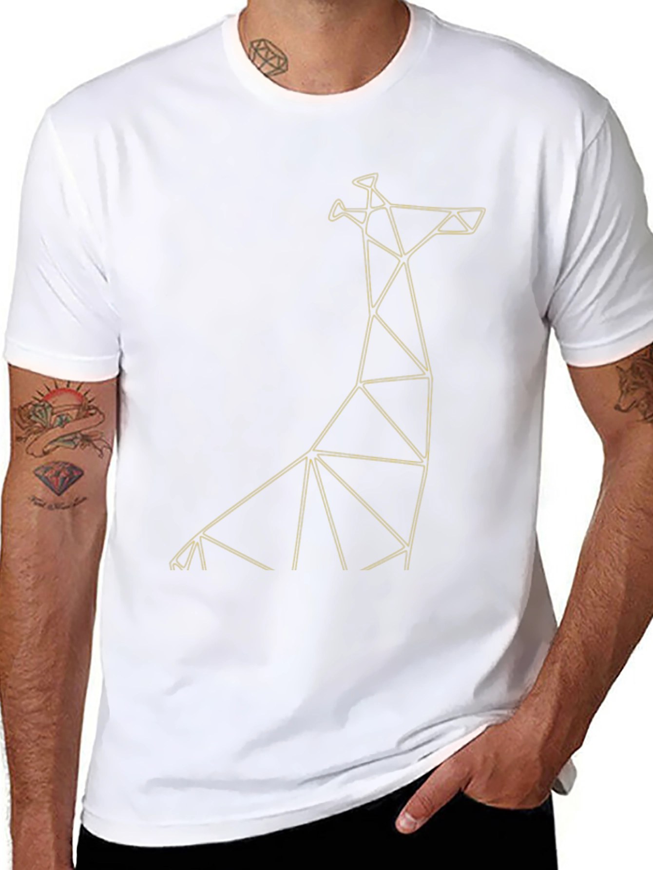 Geometric Giraffe Graphic Tee - Black