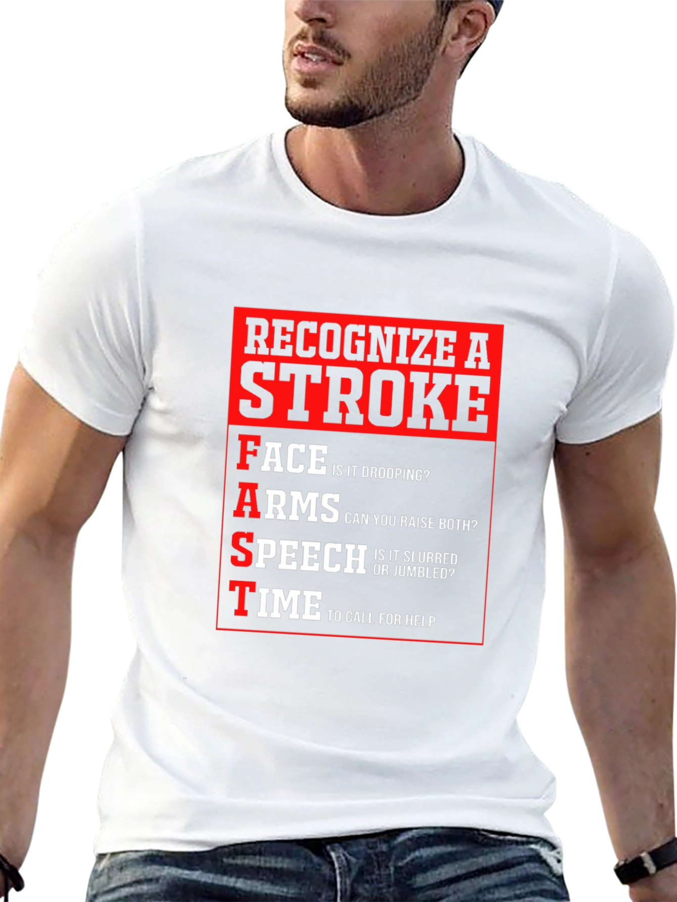 Recognize a Stroke Black T-Shirt FAST