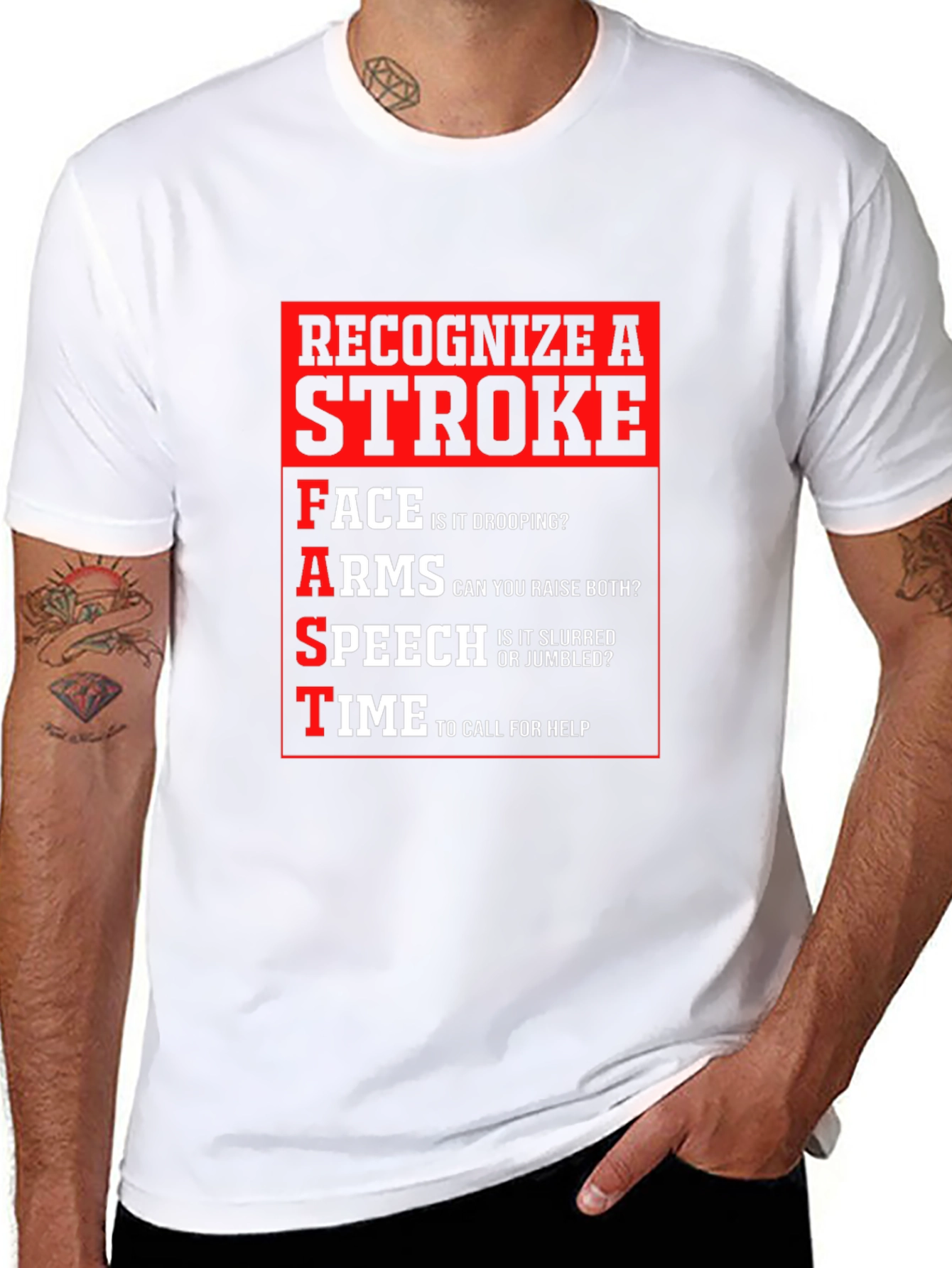 Recognize a Stroke Black T-Shirt FAST