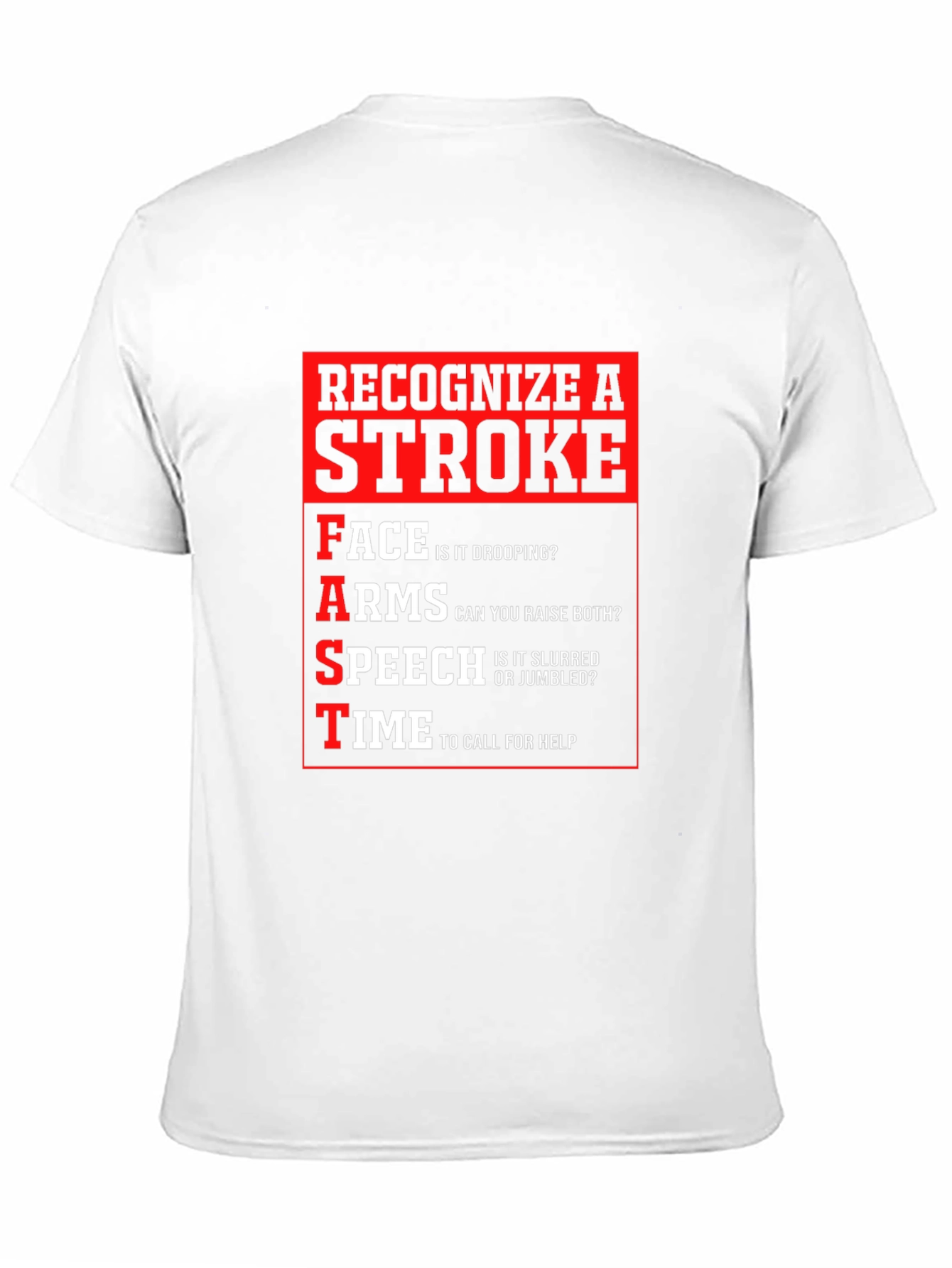 Recognize a Stroke Black T-Shirt FAST