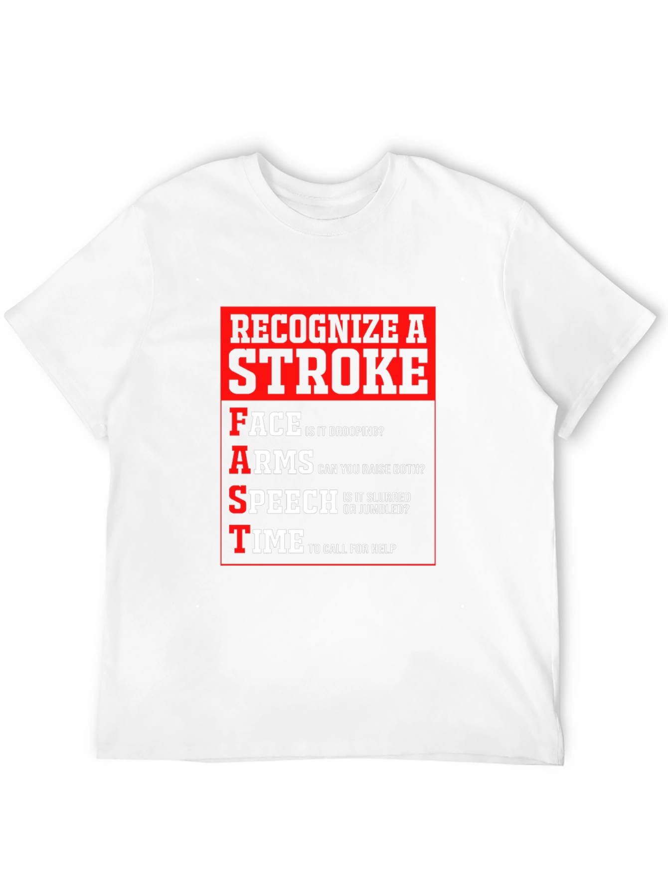 Recognize a Stroke Black T-Shirt FAST