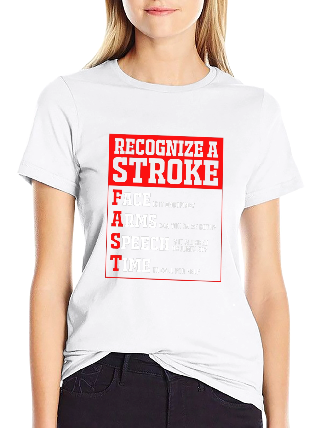 Recognize a Stroke Black T-Shirt FAST