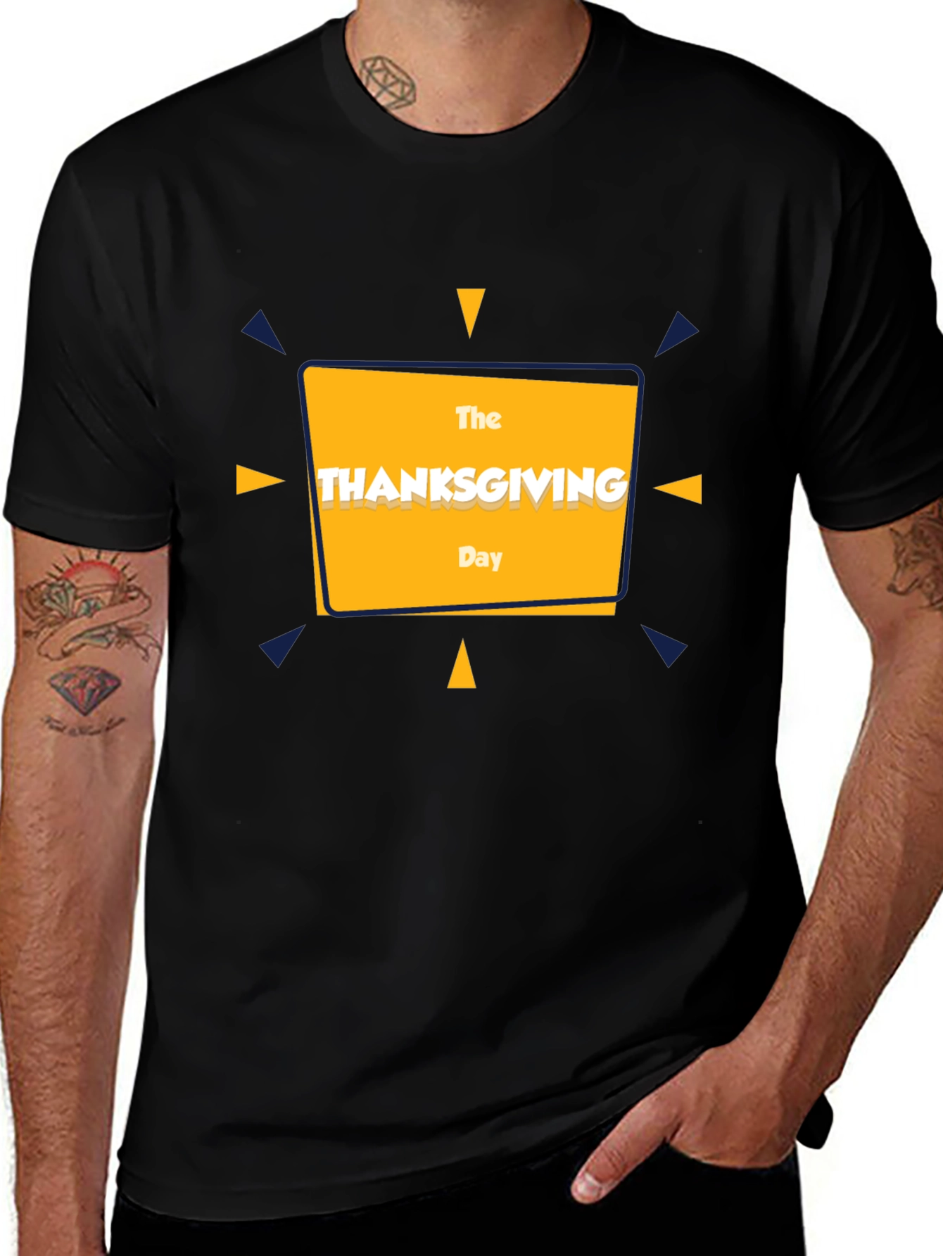 Thanksgiving Day Graphic Tee - Black Cotton T-Shirt