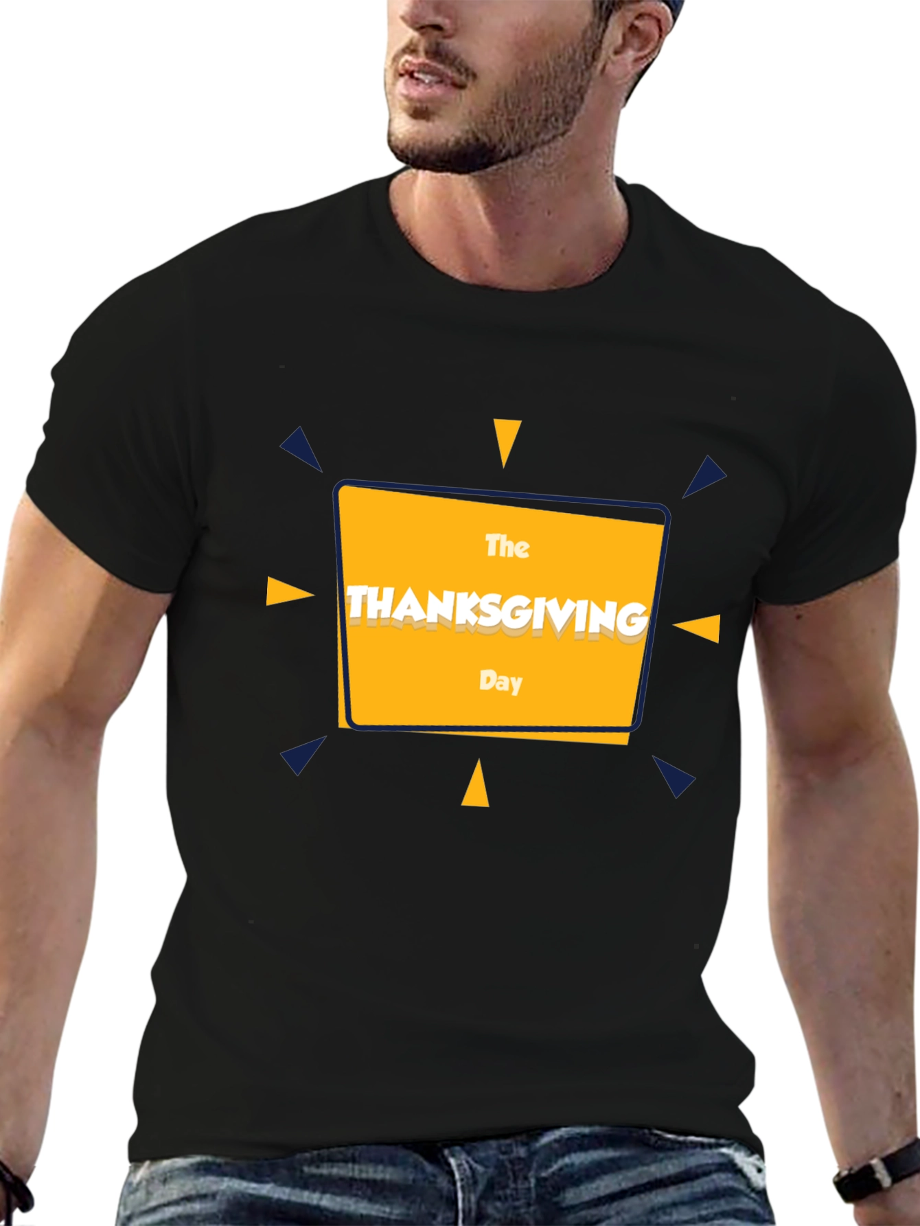 Thanksgiving Day Graphic Tee - Black Cotton T-Shirt