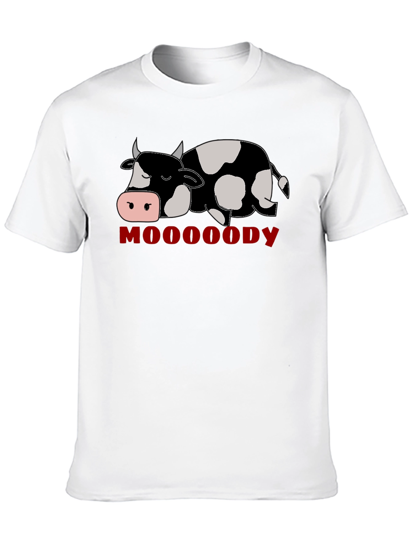 Mooody Cow Graphic T-Shirt - Black Crew Neck Tee