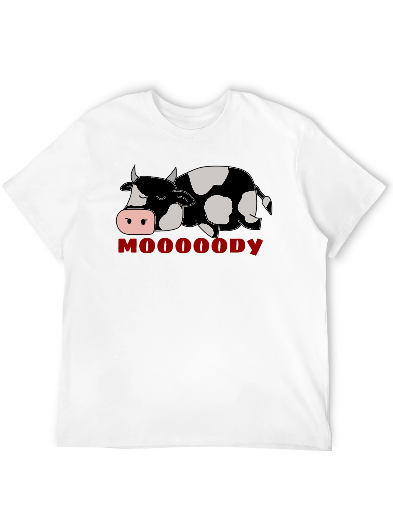 Mooody Cow Graphic T-Shirt - Black Crew Neck Tee