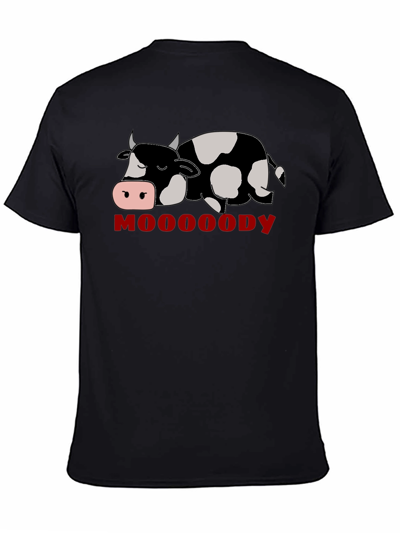 Mooody Cow Graphic T-Shirt - Black Crew Neck Tee