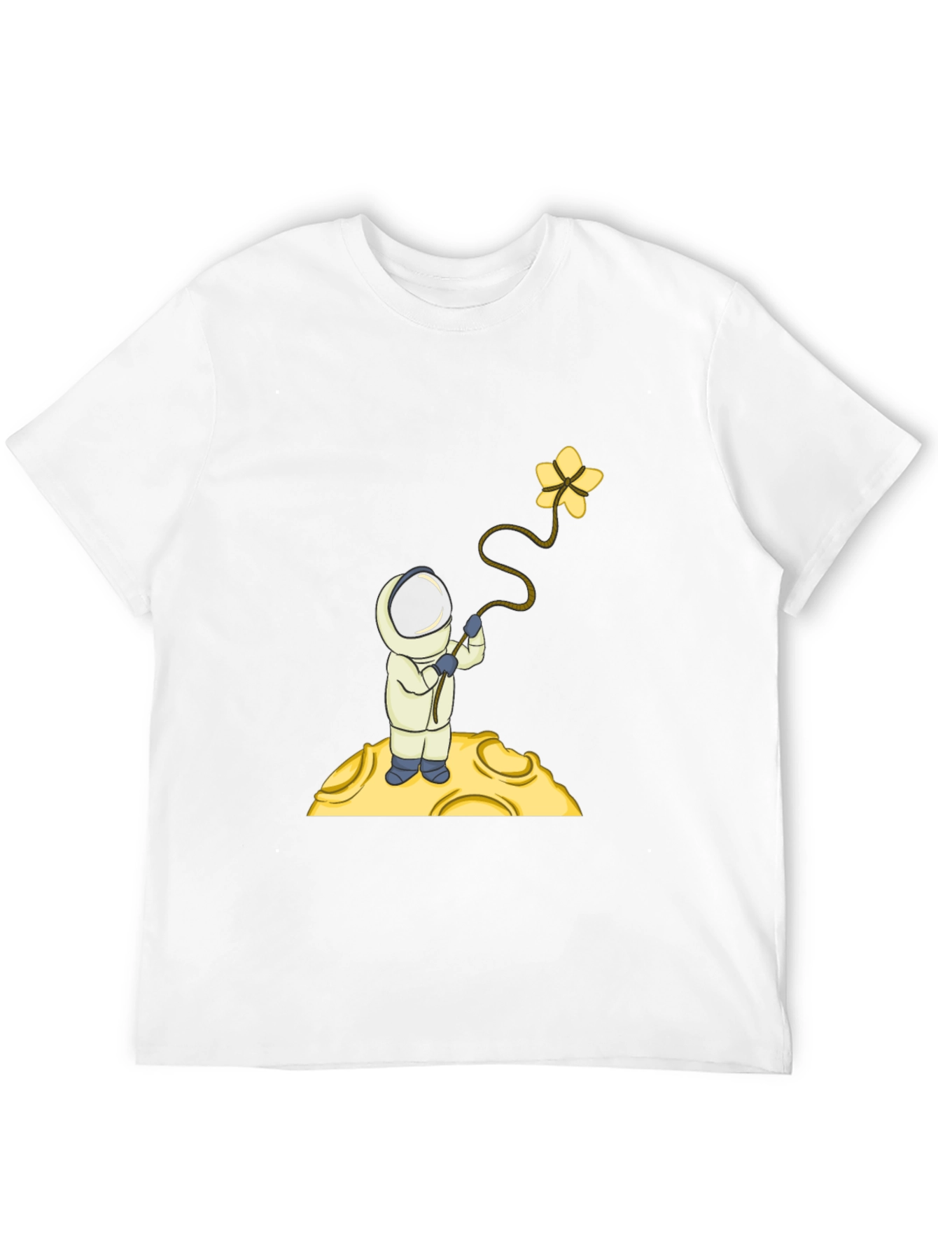 Astronaut Flower Graphic T-Shirt - Black Cotton