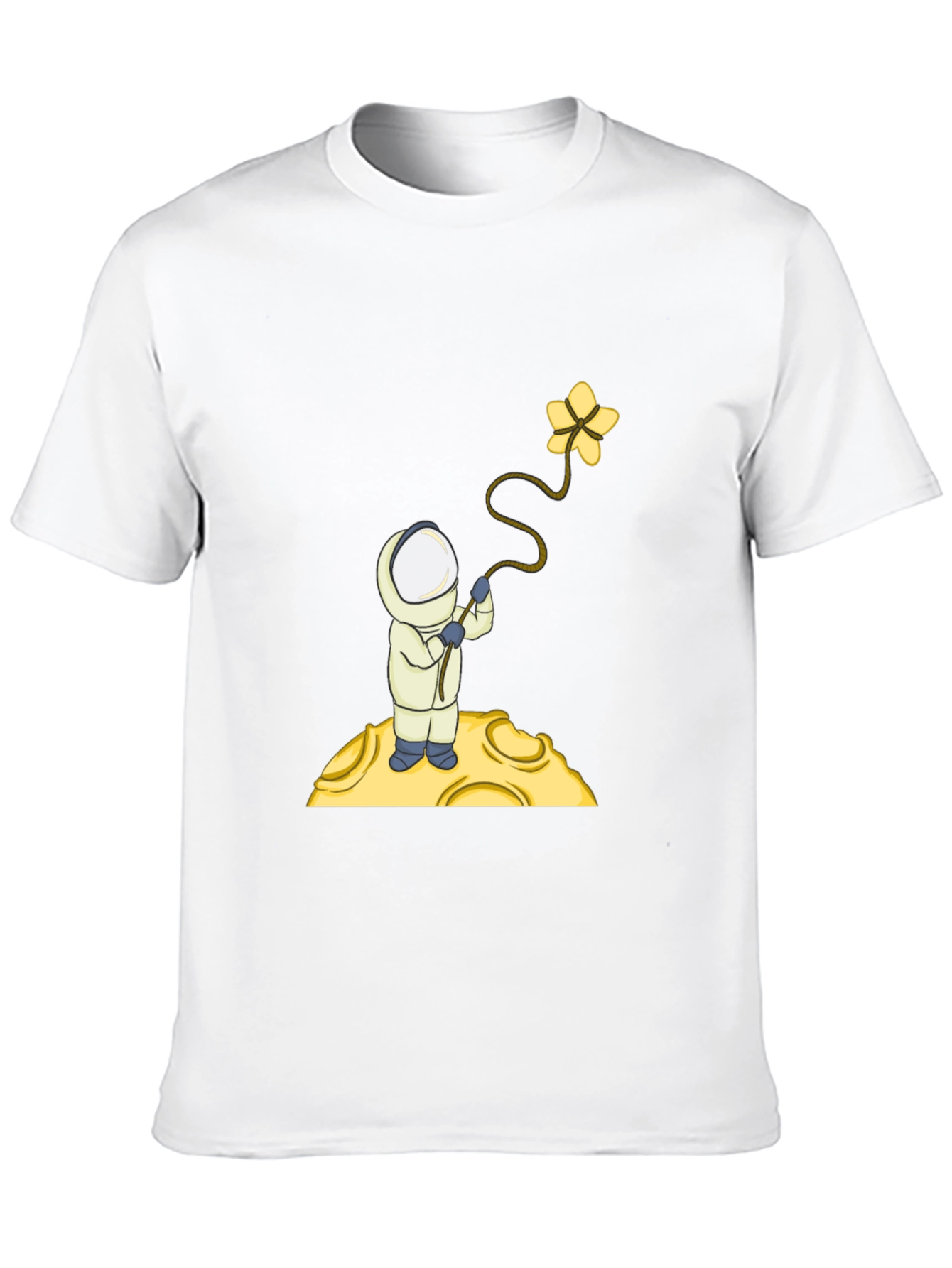 Astronaut Flower Graphic T-Shirt - Black Cotton