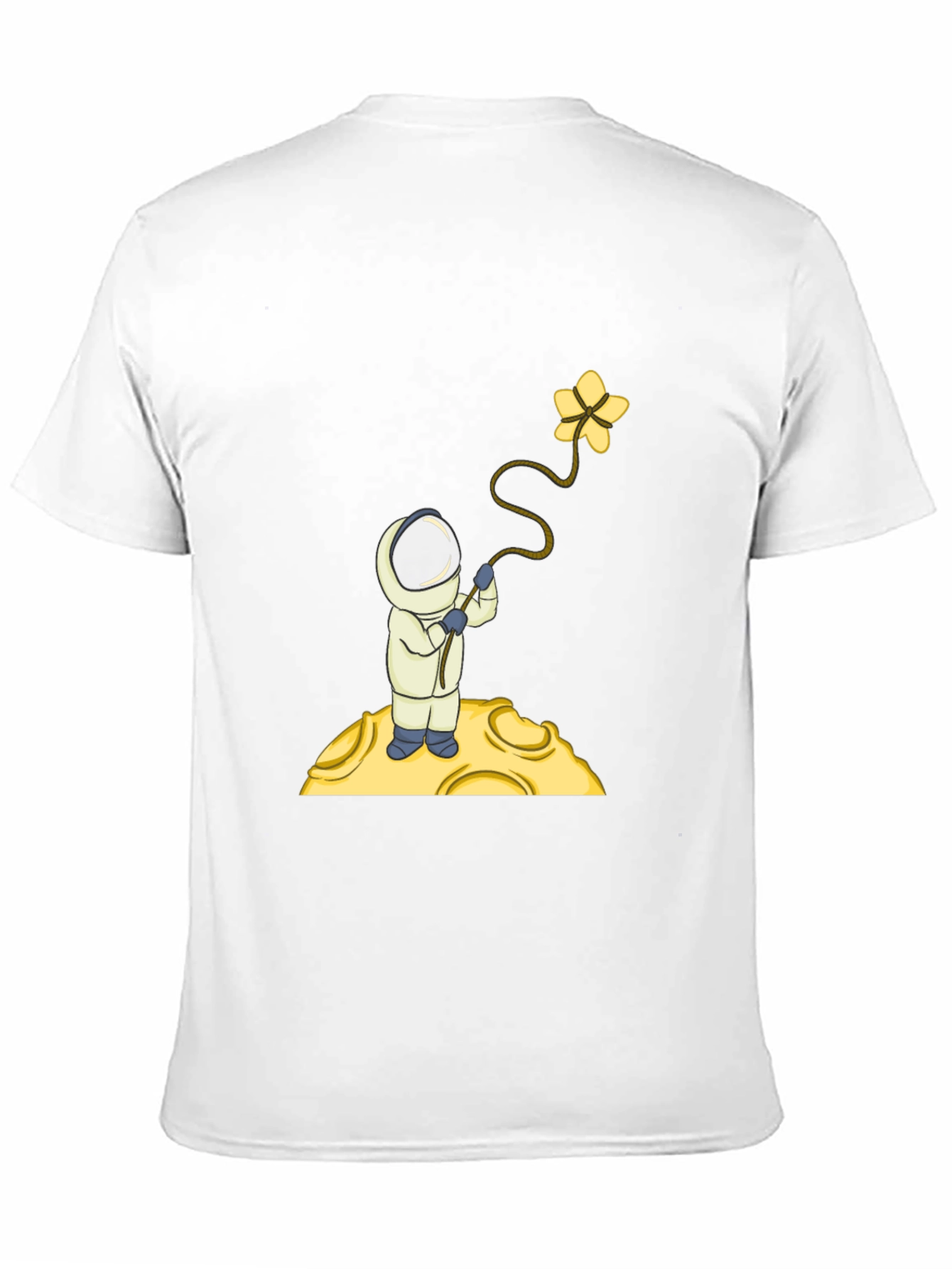 Astronaut Flower Graphic T-Shirt - Black Cotton