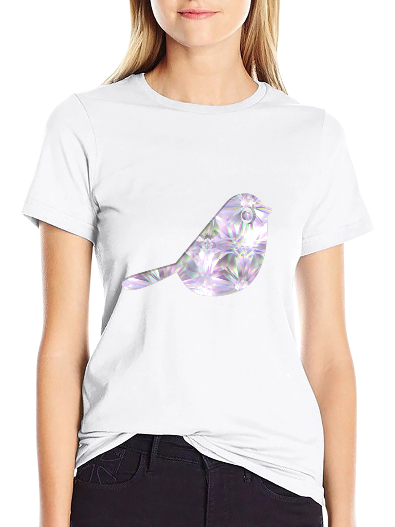 Black T-Shirt with Bird Graphic