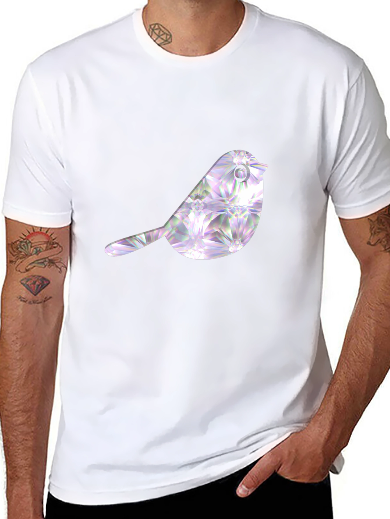 Black T-Shirt with Bird Graphic