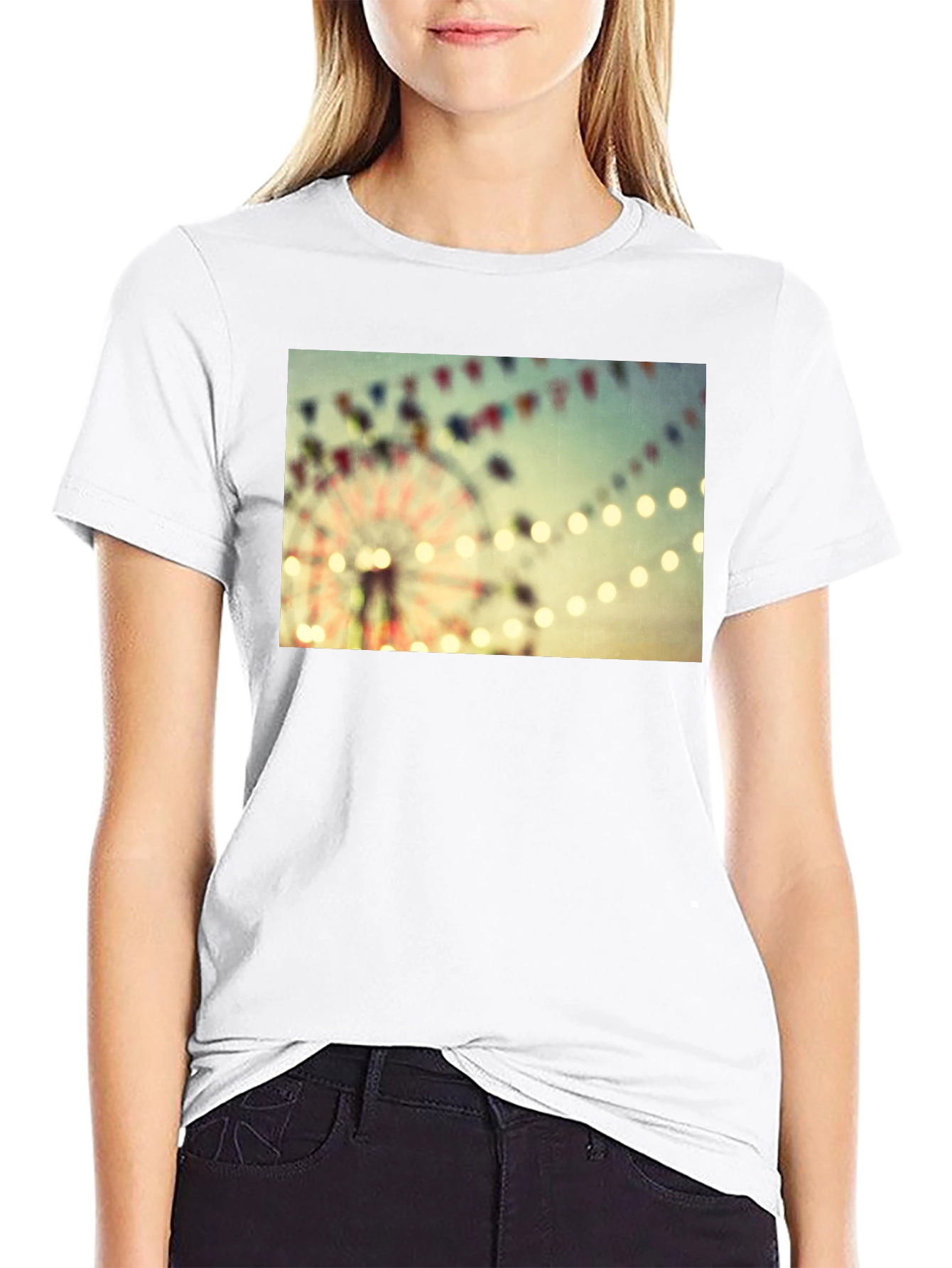 Carnival Ferris Wheel Graphic Black T-Shirt