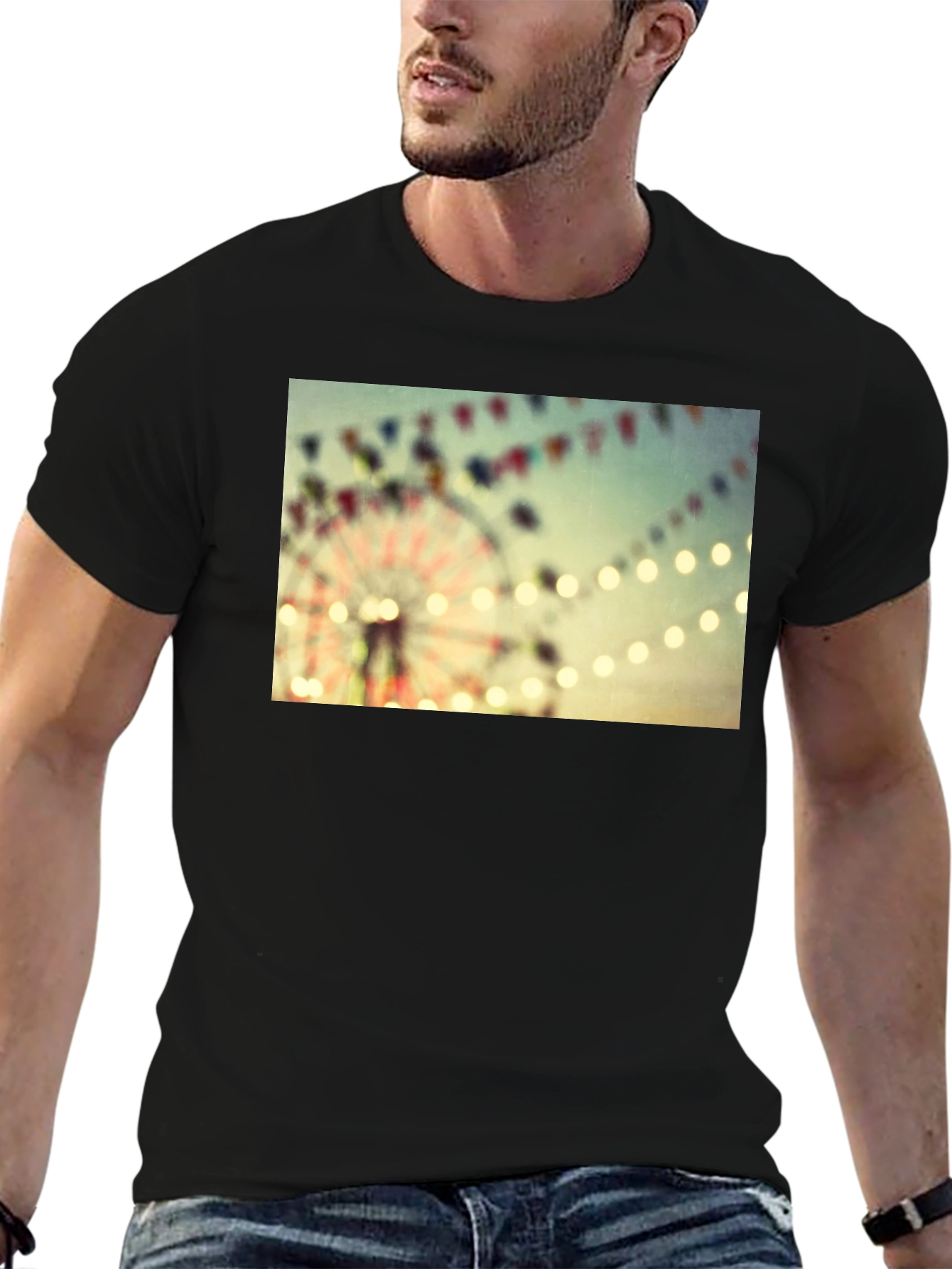 Carnival Ferris Wheel Graphic Black T-Shirt