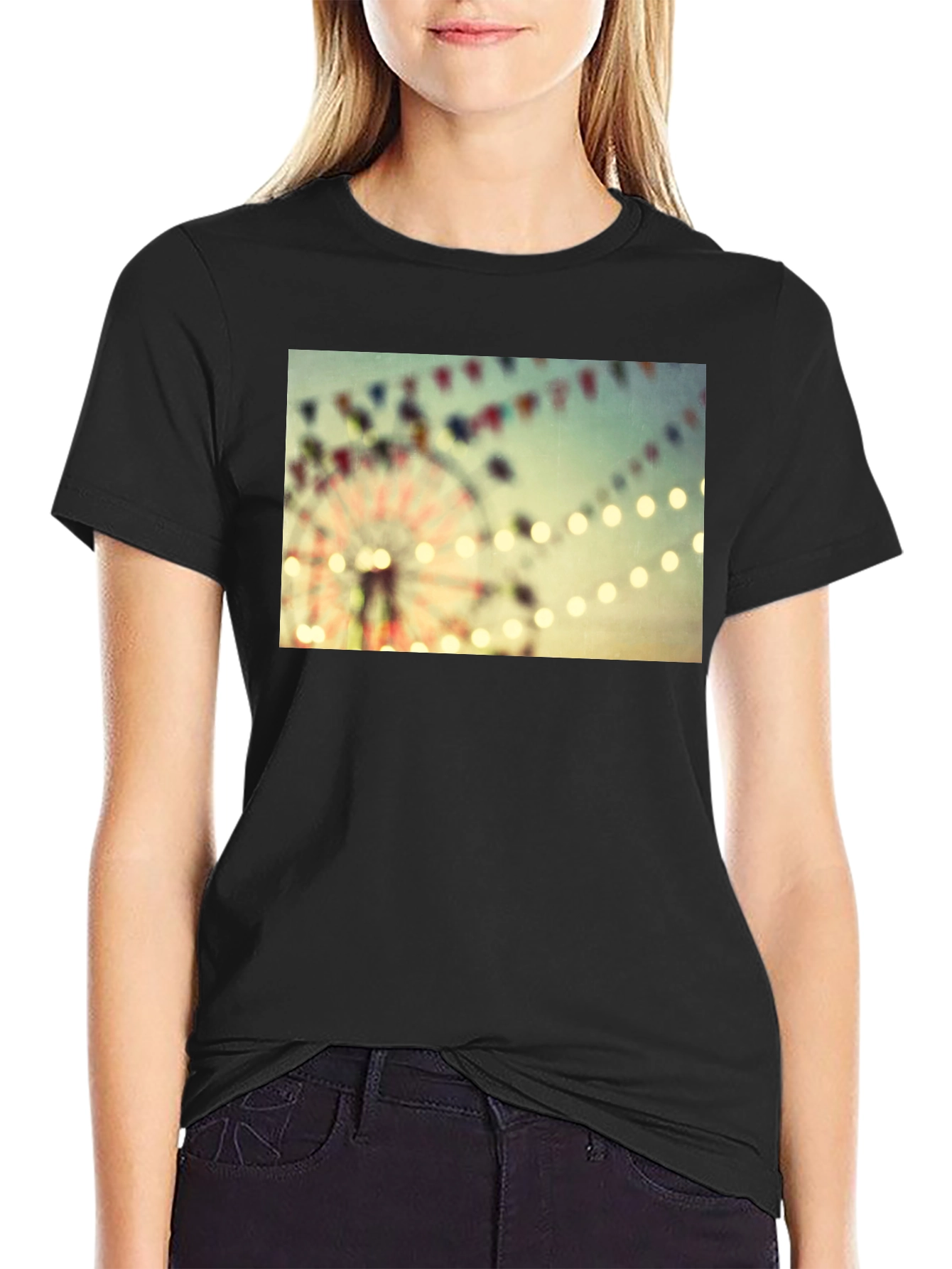 Carnival Ferris Wheel Graphic Black T-Shirt