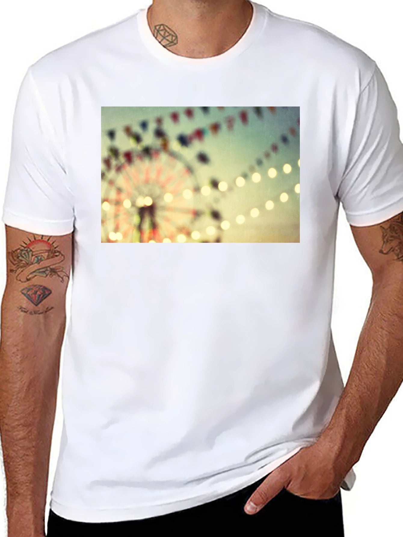 Carnival Ferris Wheel Graphic Black T-Shirt