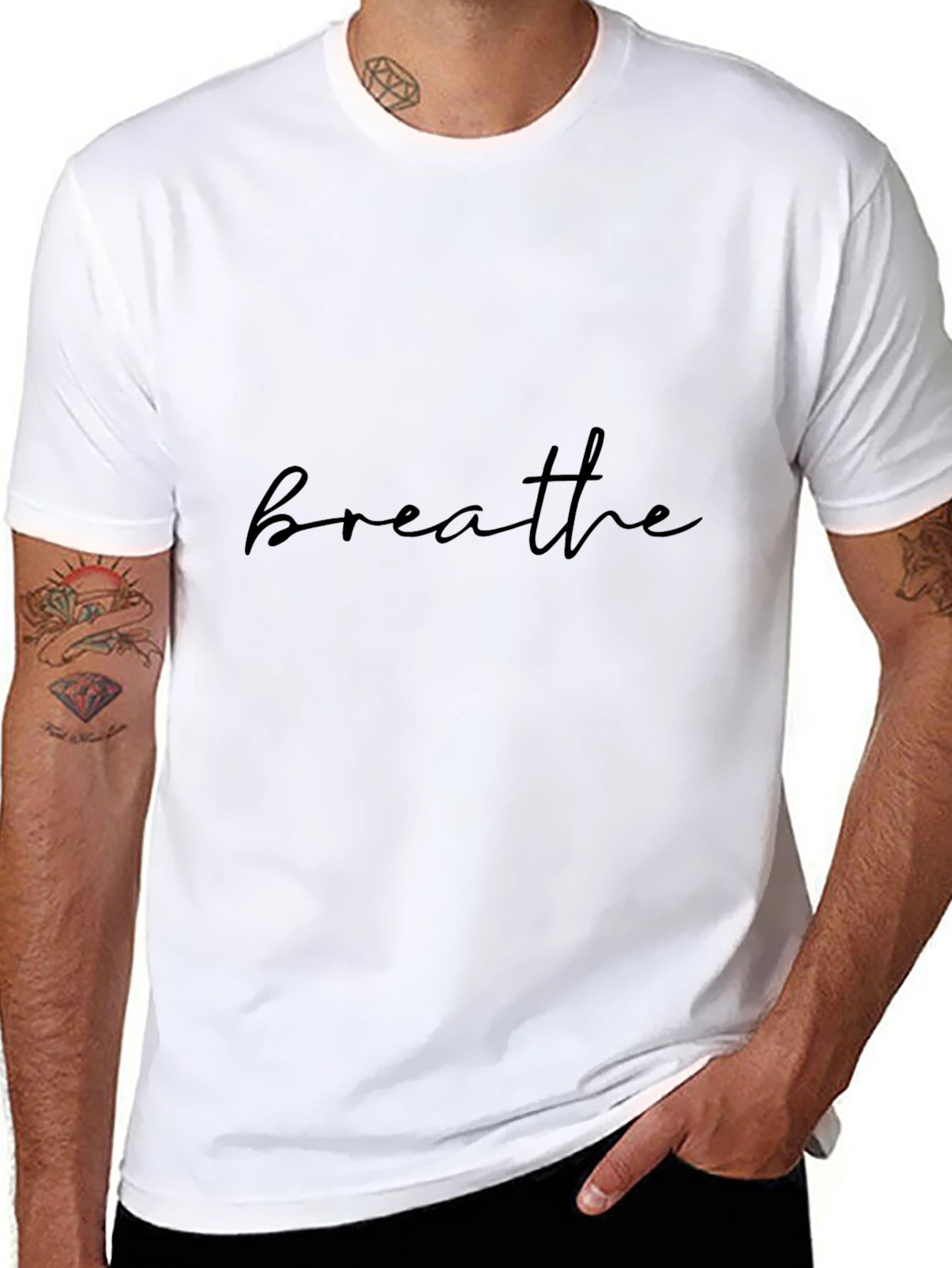 Breathe Black T-Shirt - Mens Casual Tee