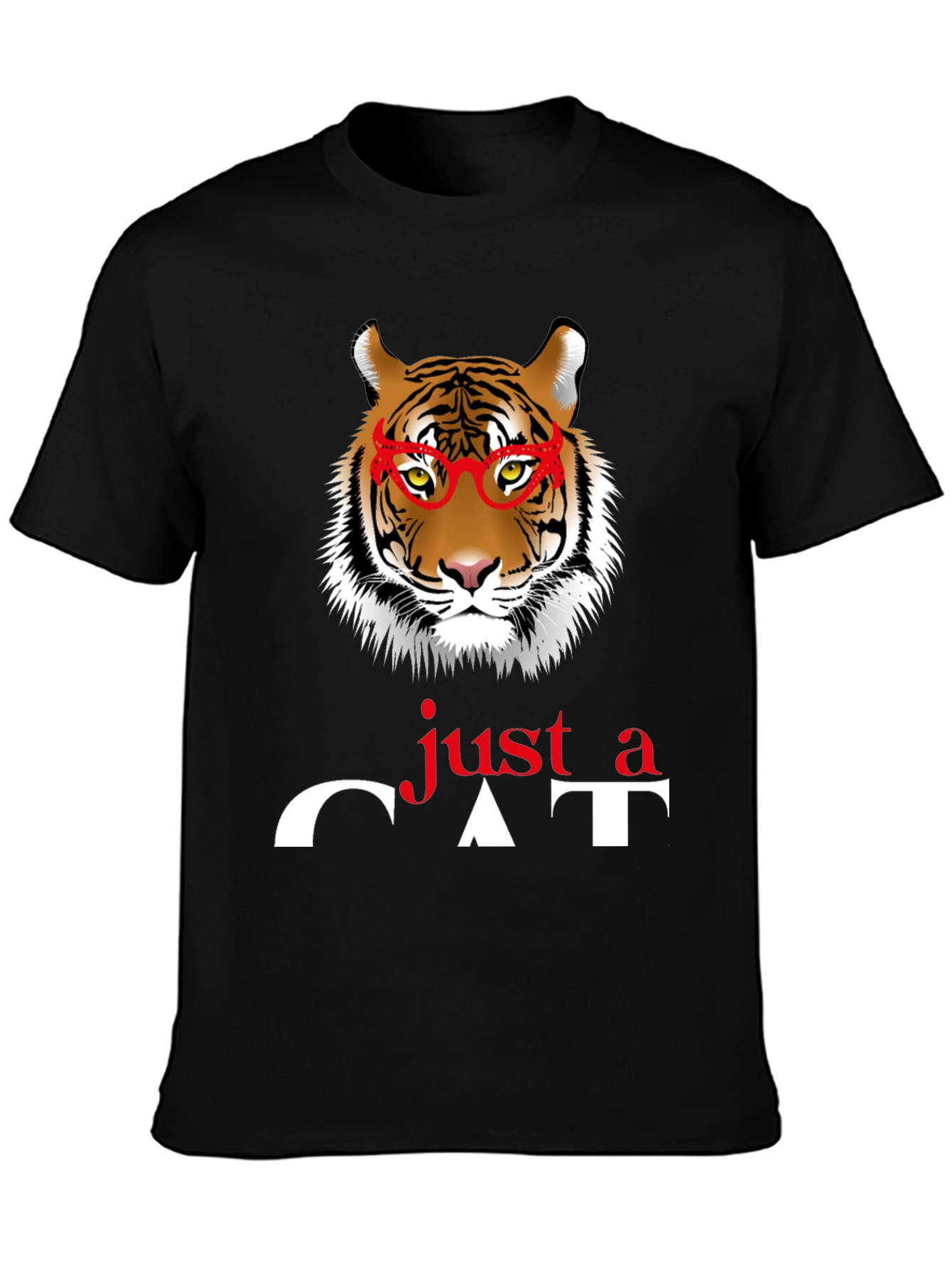 Just a Cat T-Shirt - Tiger with Glasses