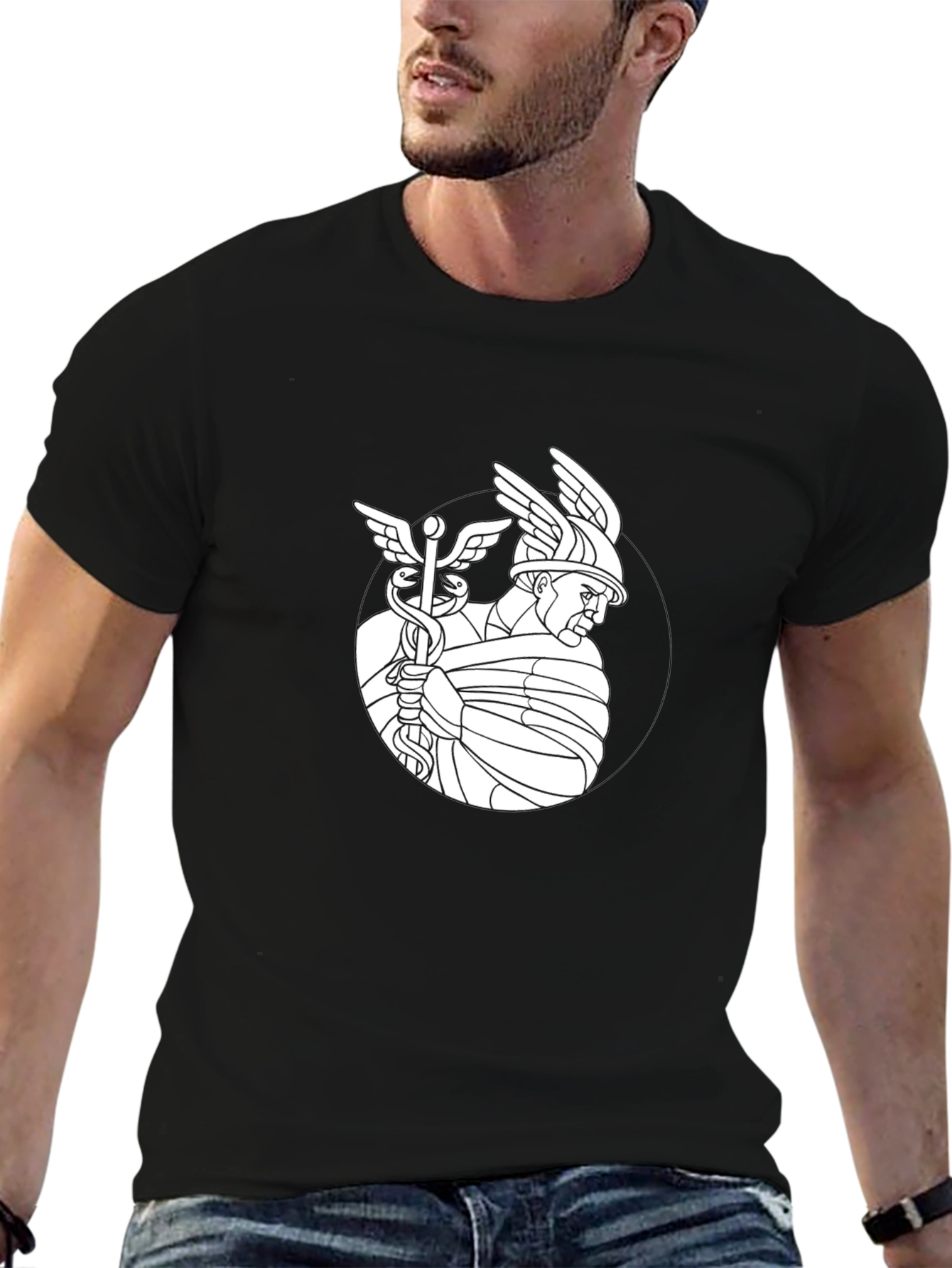 Caduceus Graphic Black T-Shirt