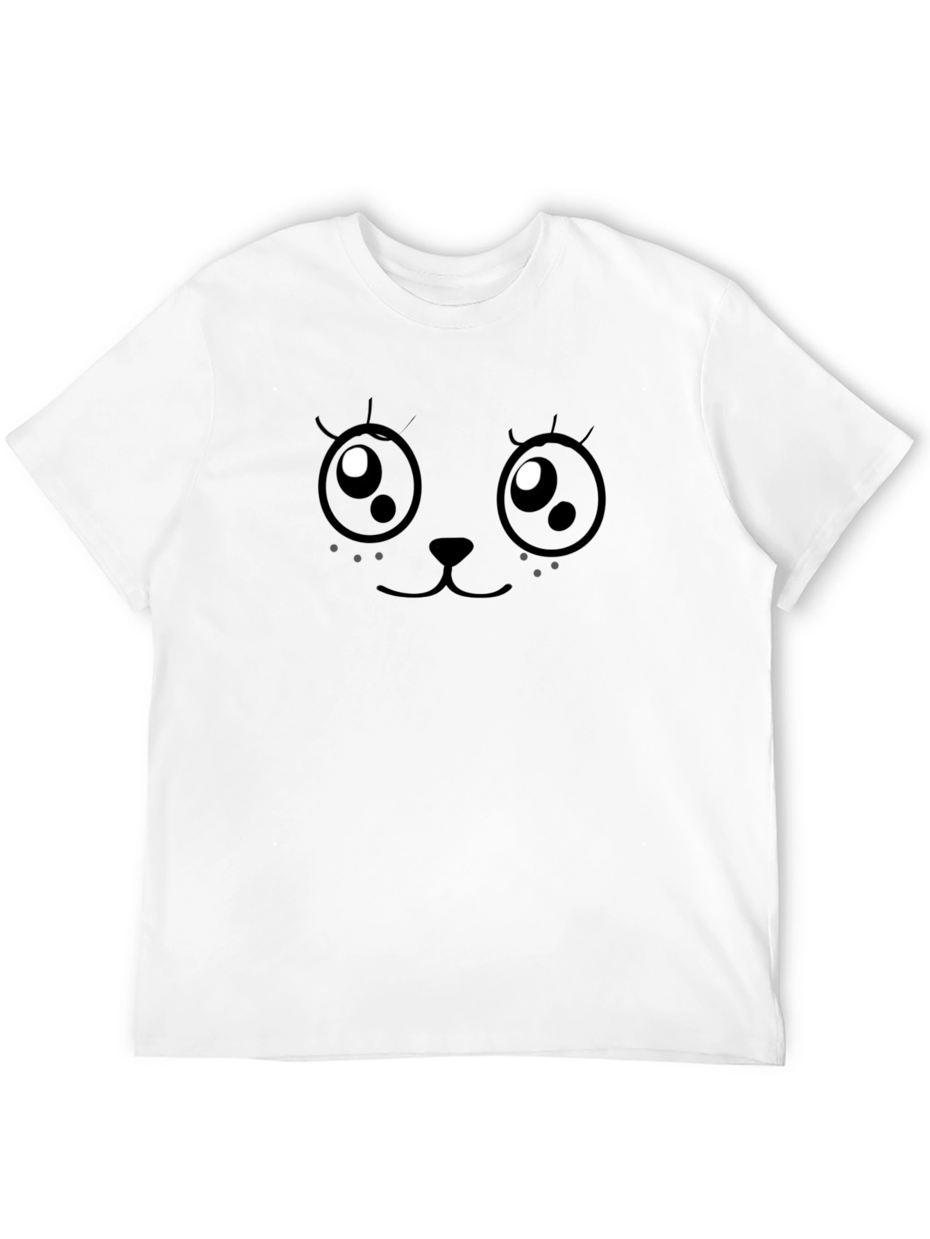 Cute Cartoon Face Black T-Shirt