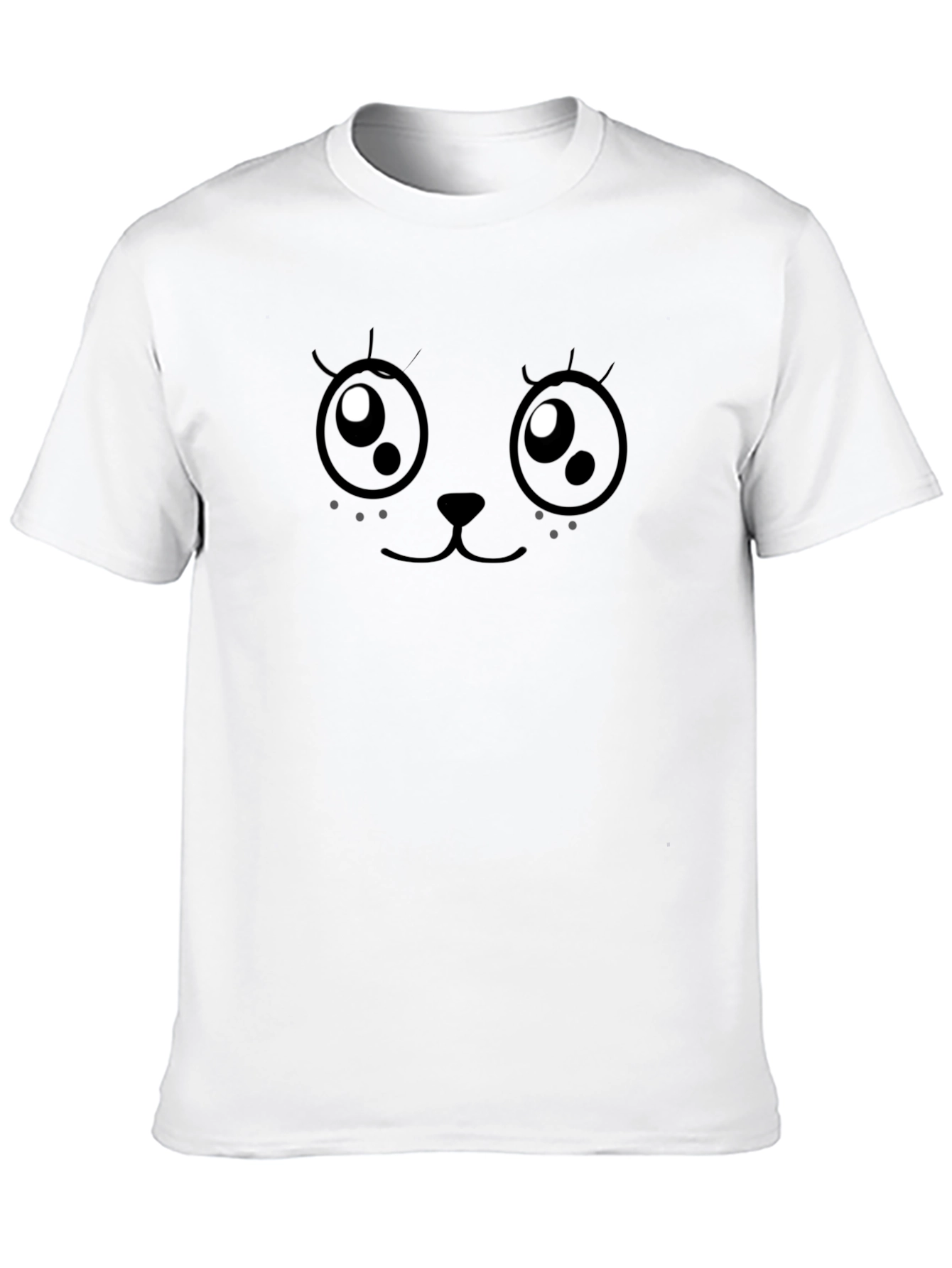 Cute Cartoon Face Black T-Shirt