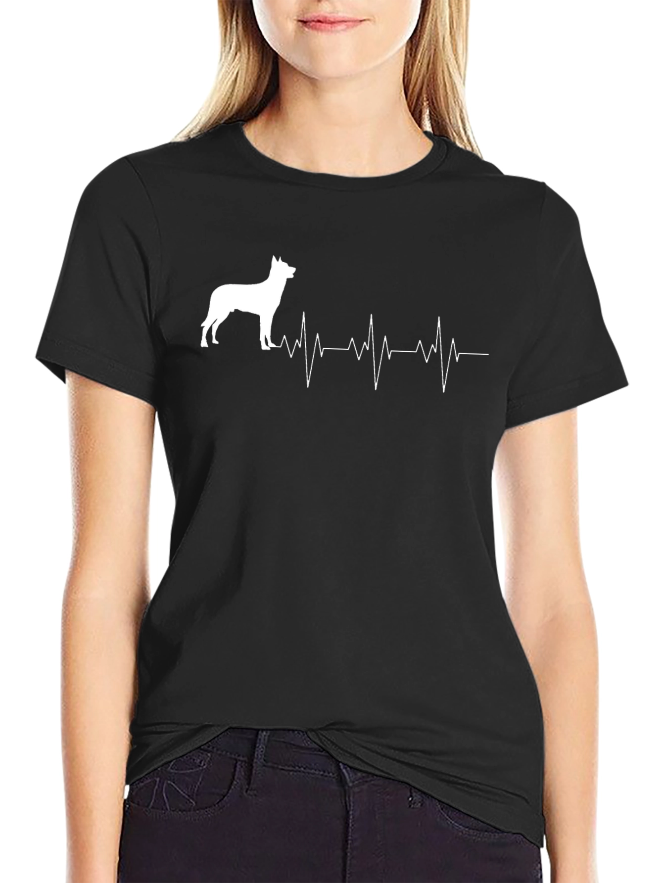 Dog Breed Heartbeat T-Shirt - Black