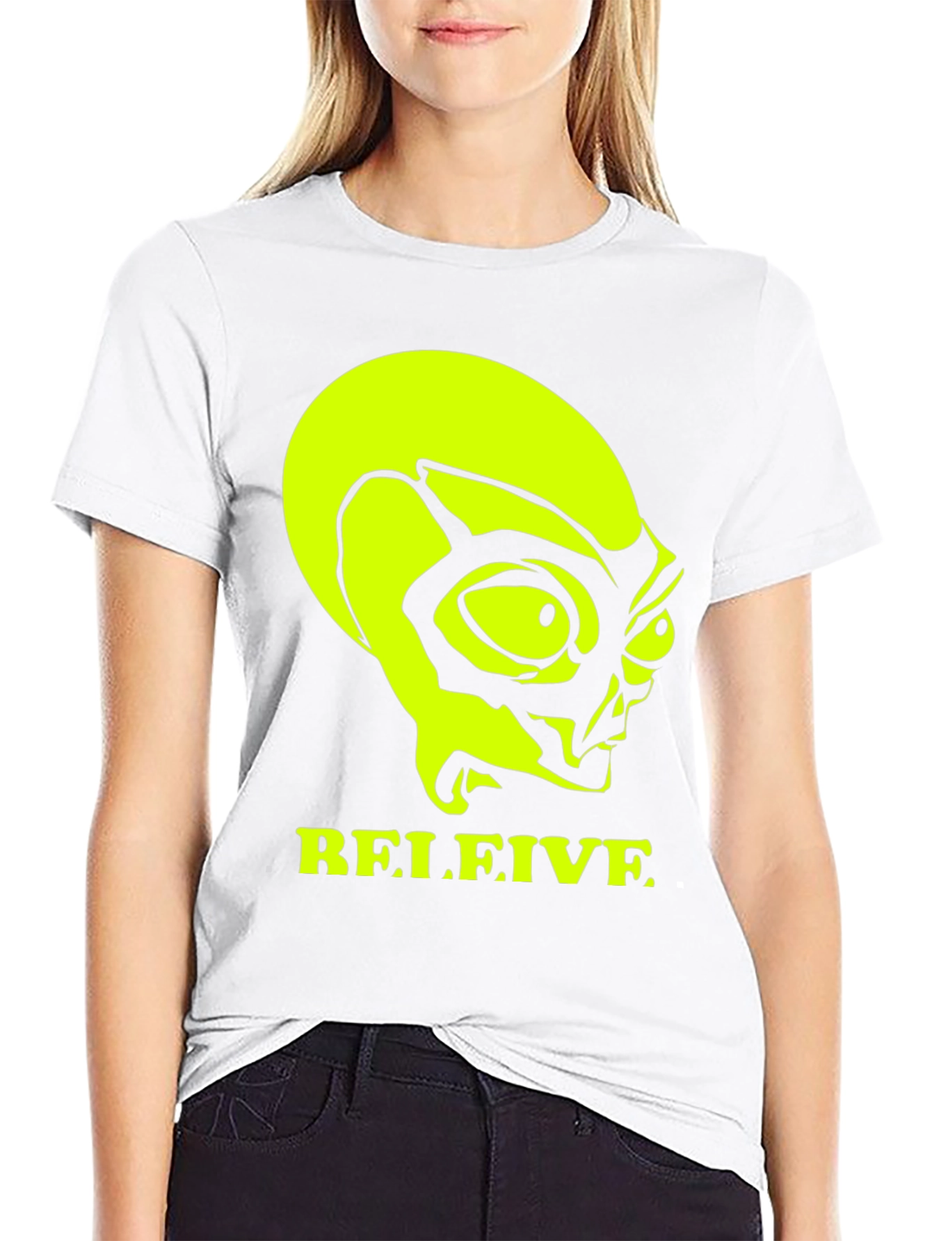 Believe Alien Graphic Tee - Black Cotton T-Shirt