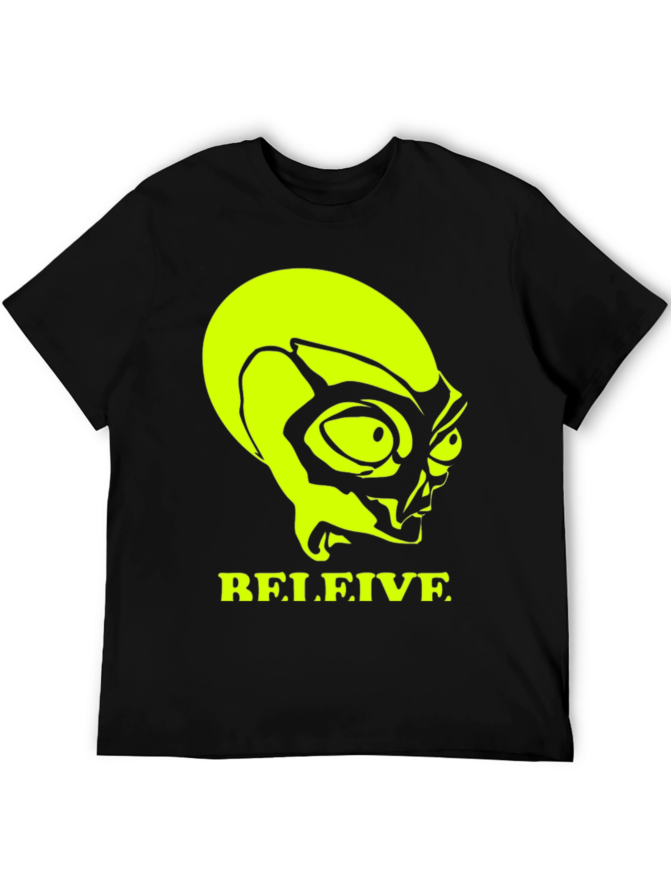 Believe Alien Graphic Tee - Black Cotton T-Shirt