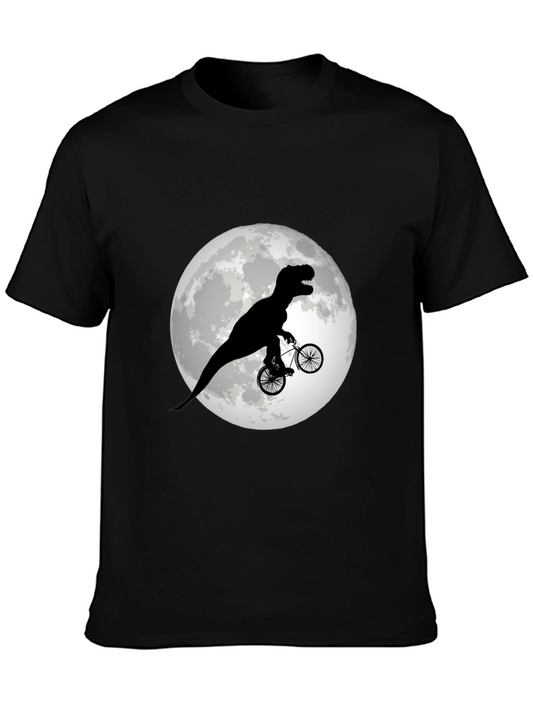 Dino Biker T-Shirt - Funny T-Rex Riding Bicycle Moon Tee
