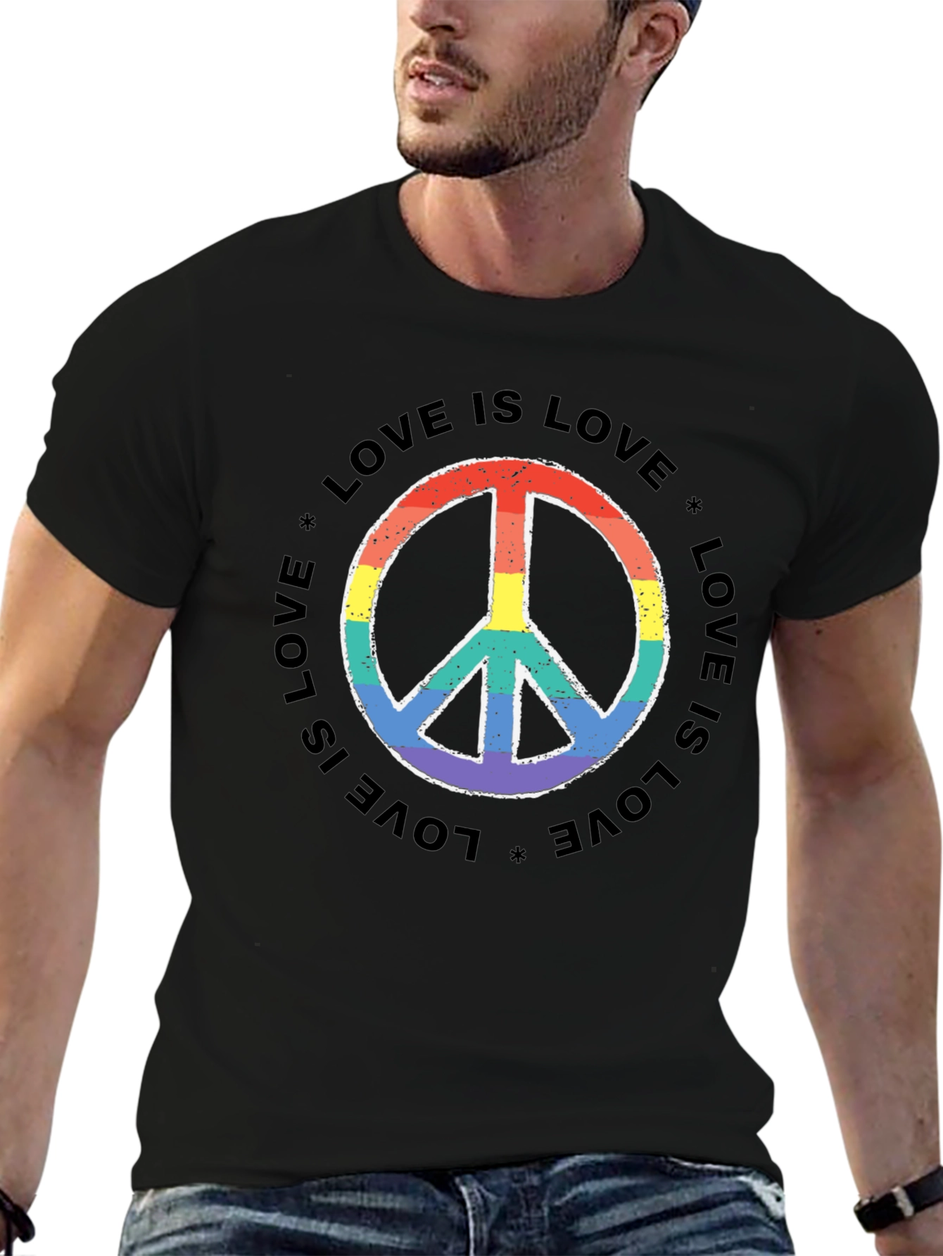 Love Is Love Rainbow Peace Sign T-Shirt