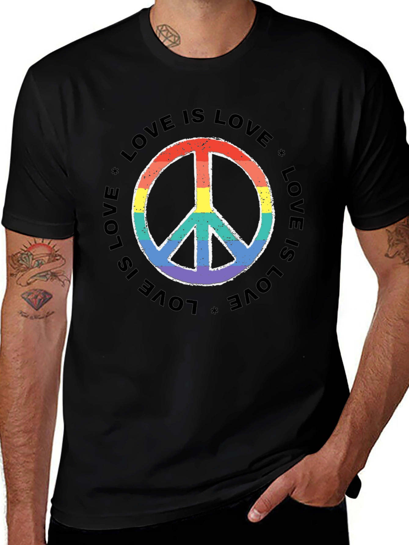 Love Is Love Rainbow Peace Sign T-Shirt