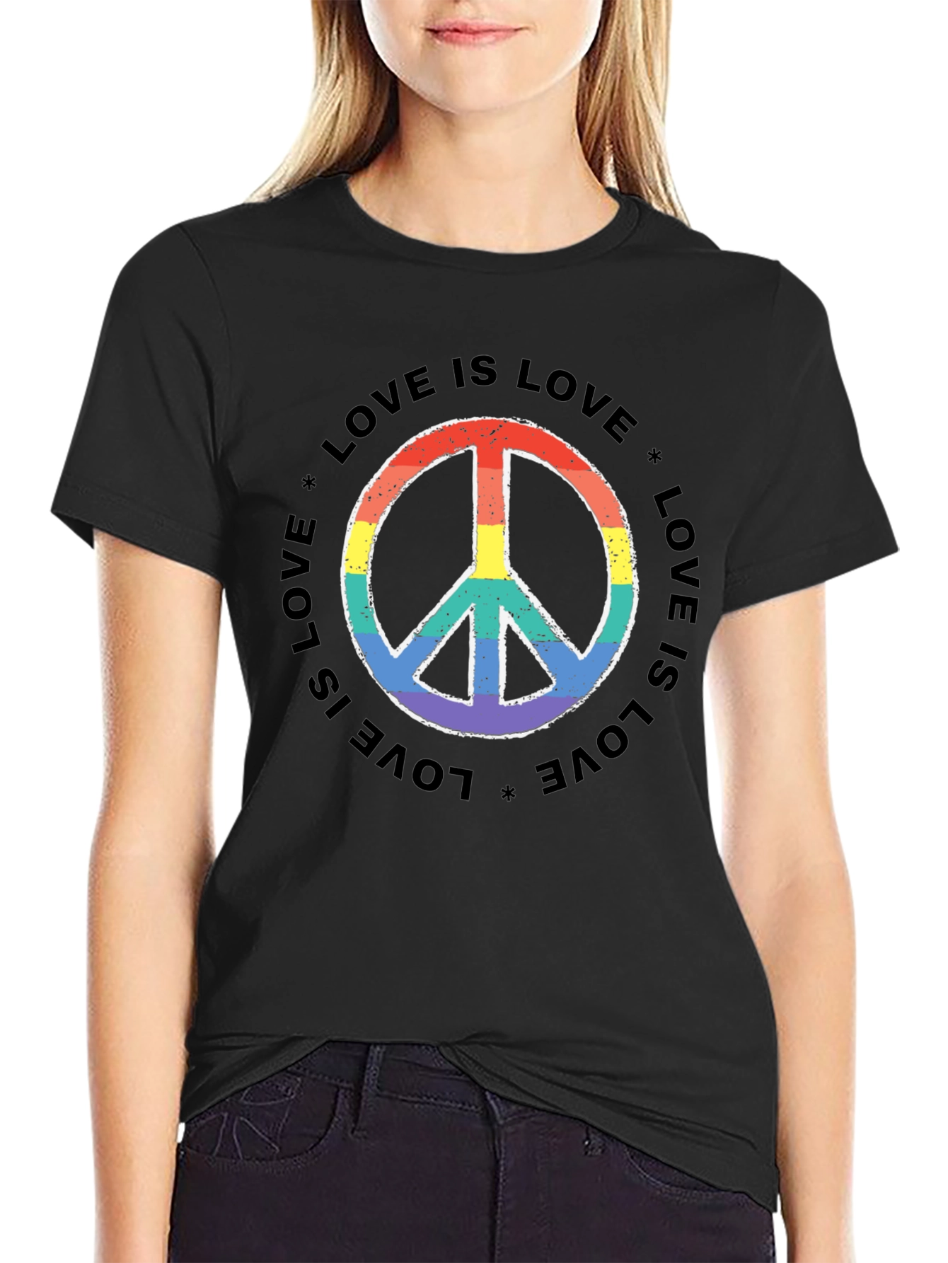 Love Is Love Rainbow Peace Sign T-Shirt