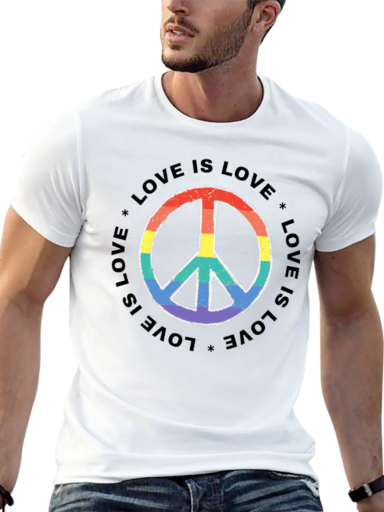 Love Is Love Rainbow Peace Sign T-Shirt