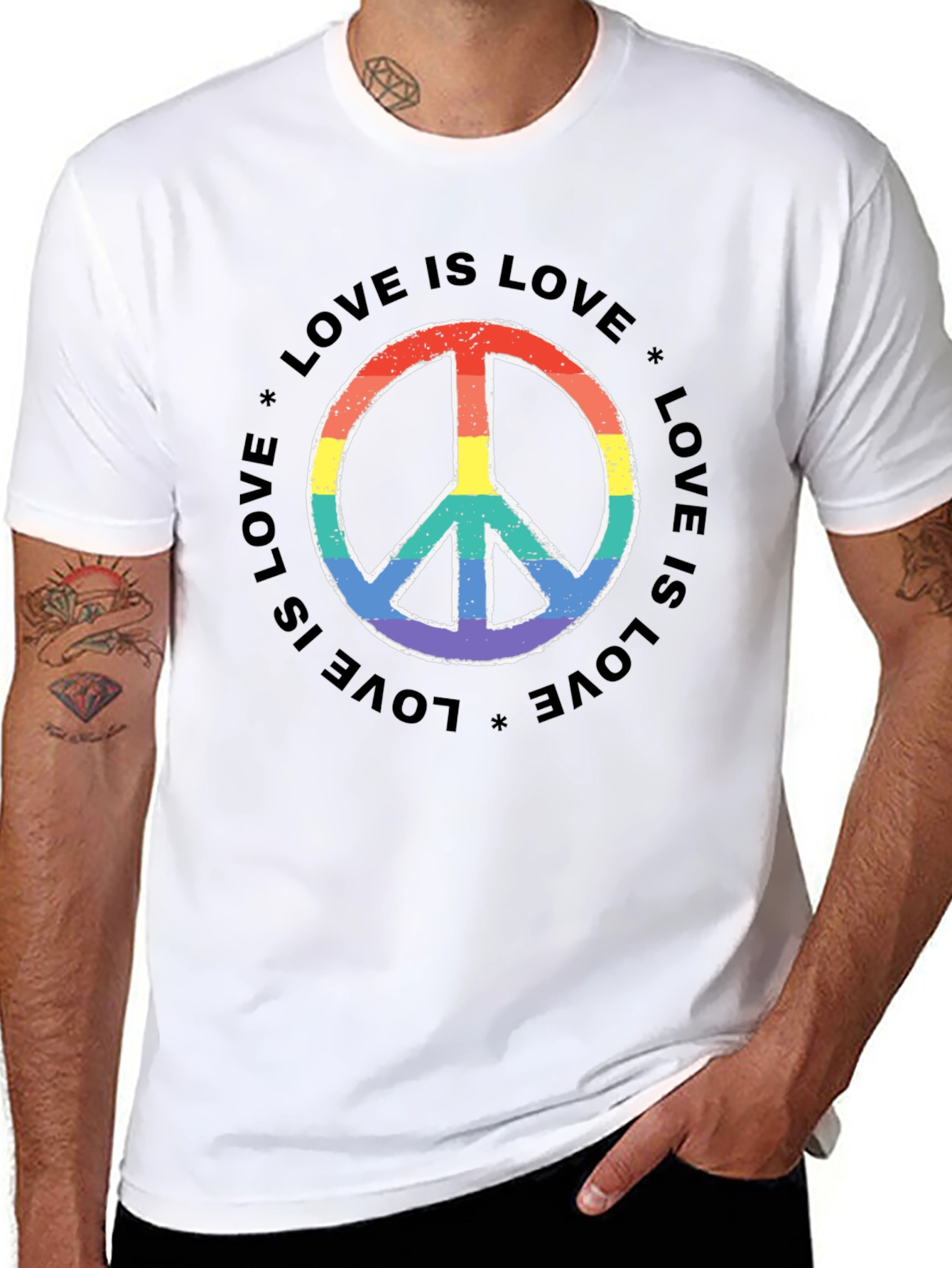 Love Is Love Rainbow Peace Sign T-Shirt