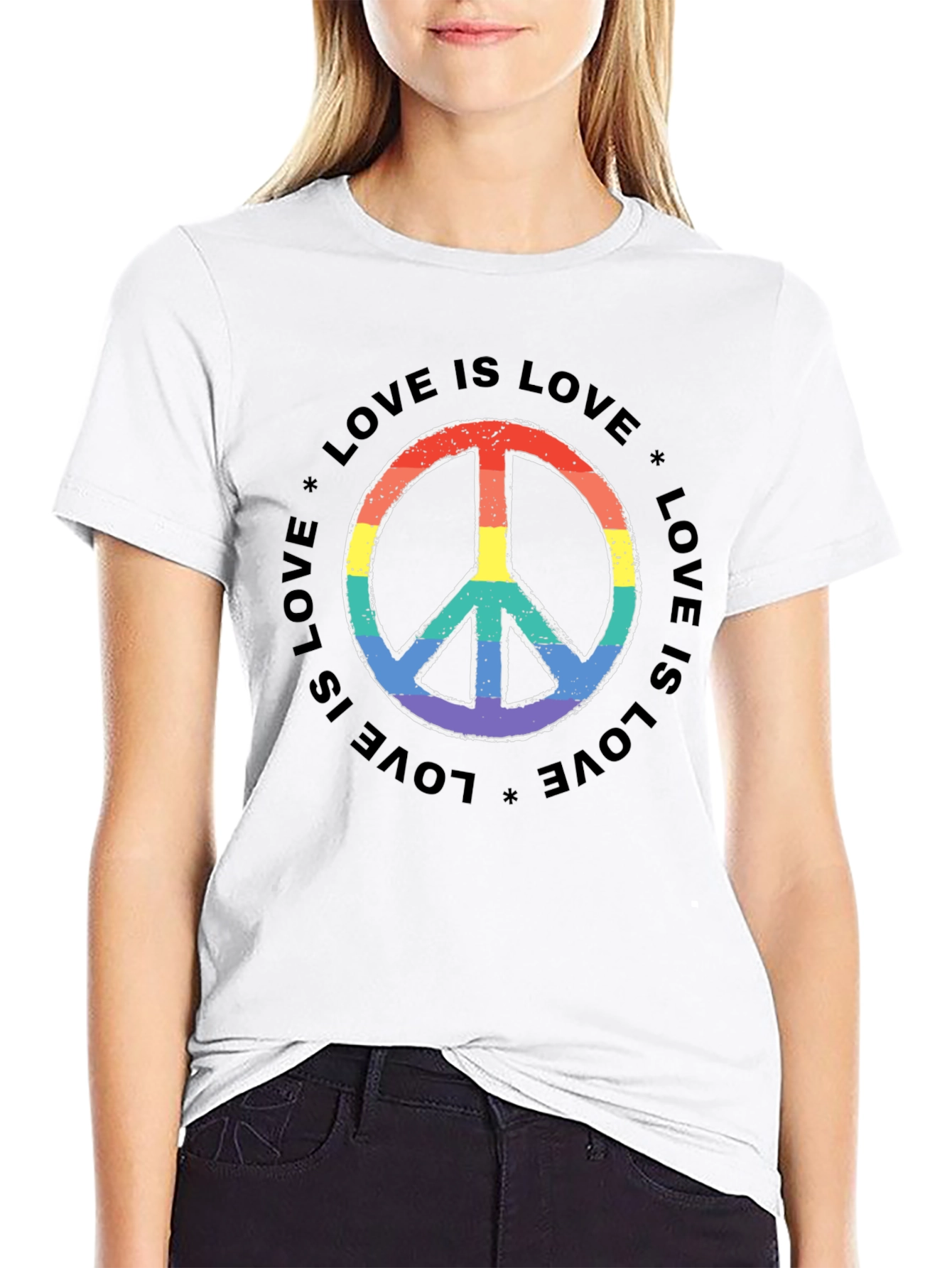 Love Is Love Rainbow Peace Sign T-Shirt