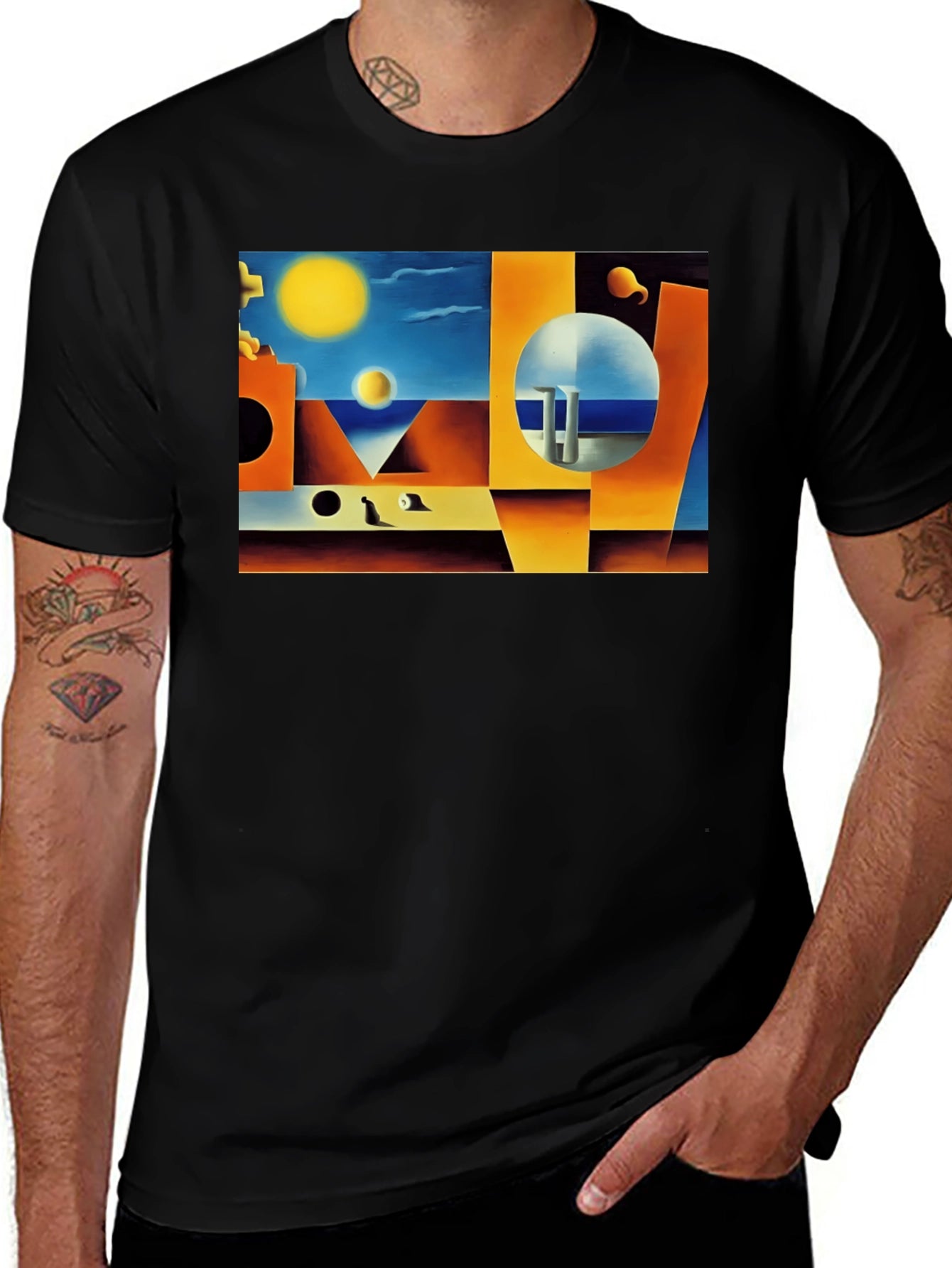 Abstract Art Print Black T-Shirt