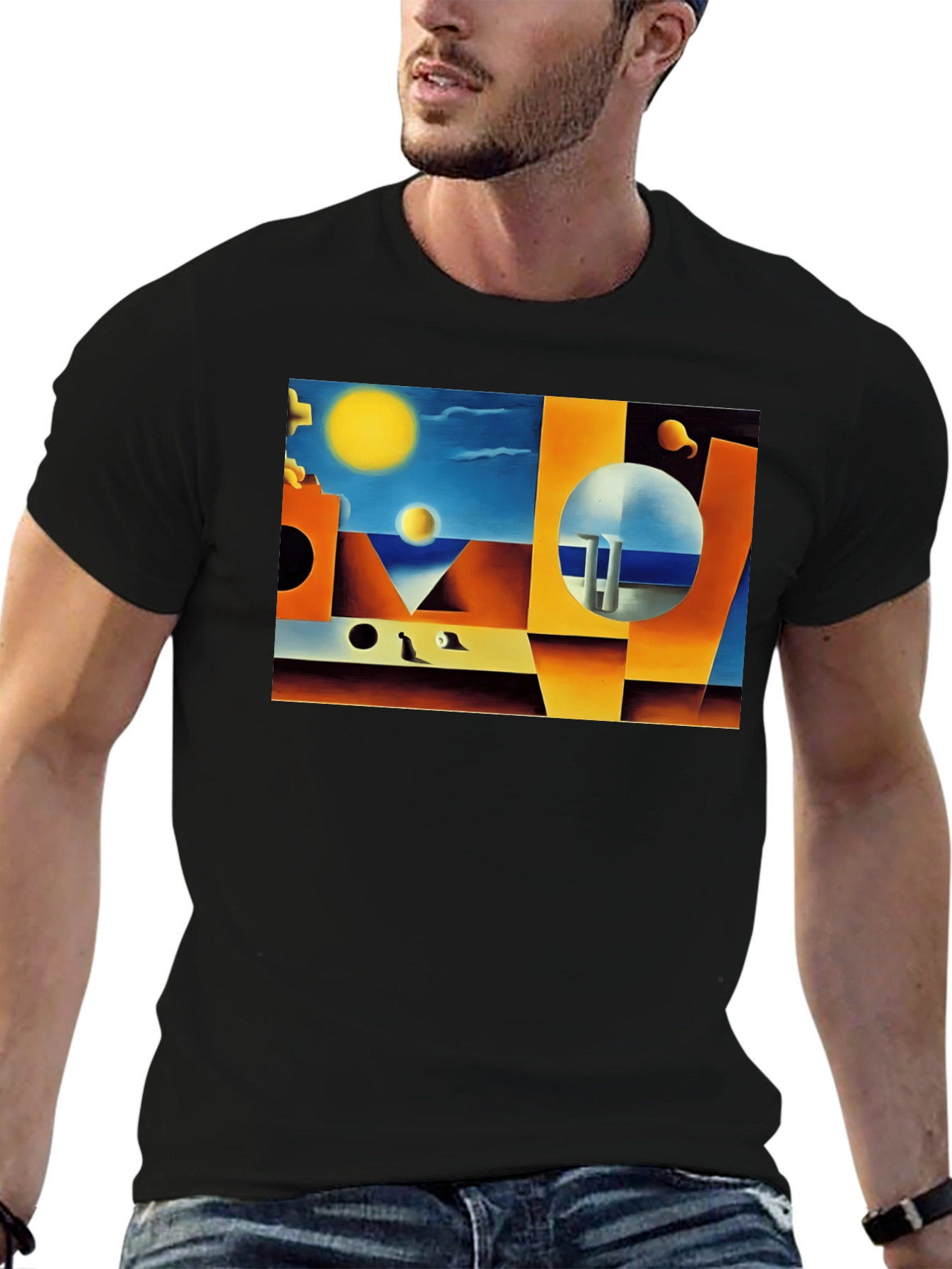 Abstract Art Print Black T-Shirt