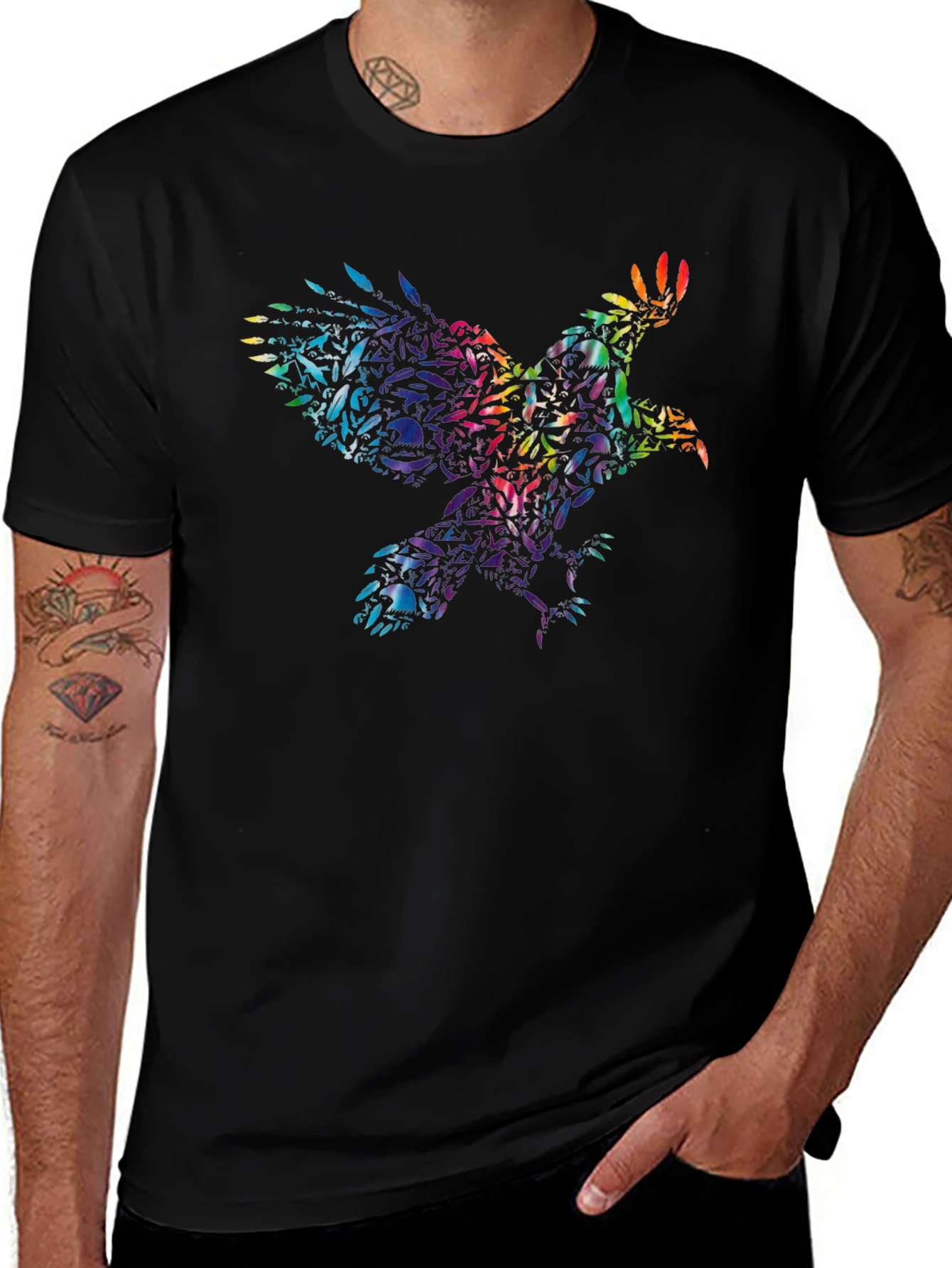Rainbow Eagle Skull T-Shirt - Mens Graphic Tee