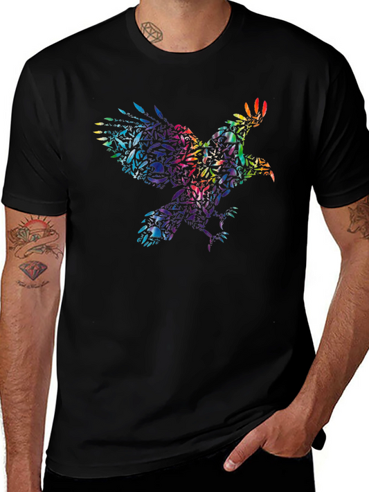Rainbow Eagle Skull T-Shirt - Mens Graphic Tee