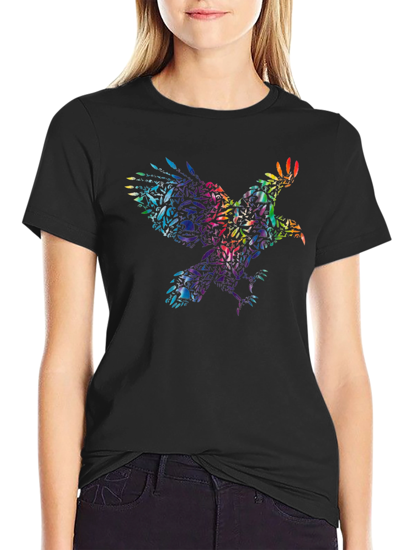 Rainbow Eagle Skull T-Shirt - Mens Graphic Tee