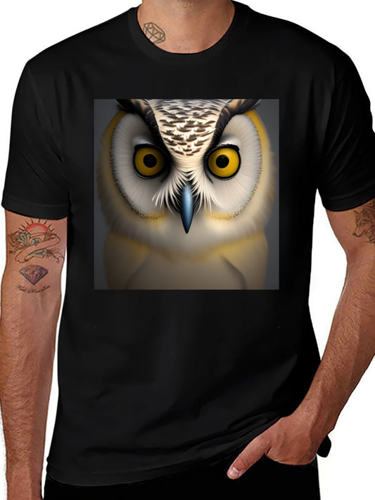 Owl Face Graphic Print Black T-Shirt