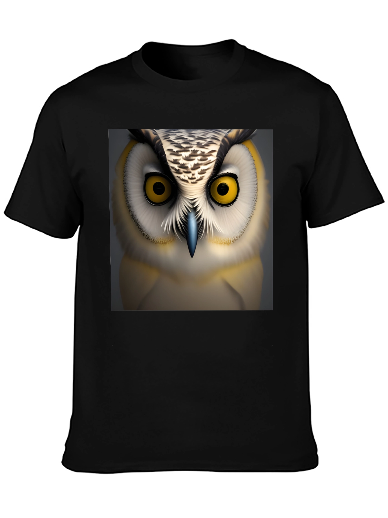 Owl Face Graphic Print Black T-Shirt