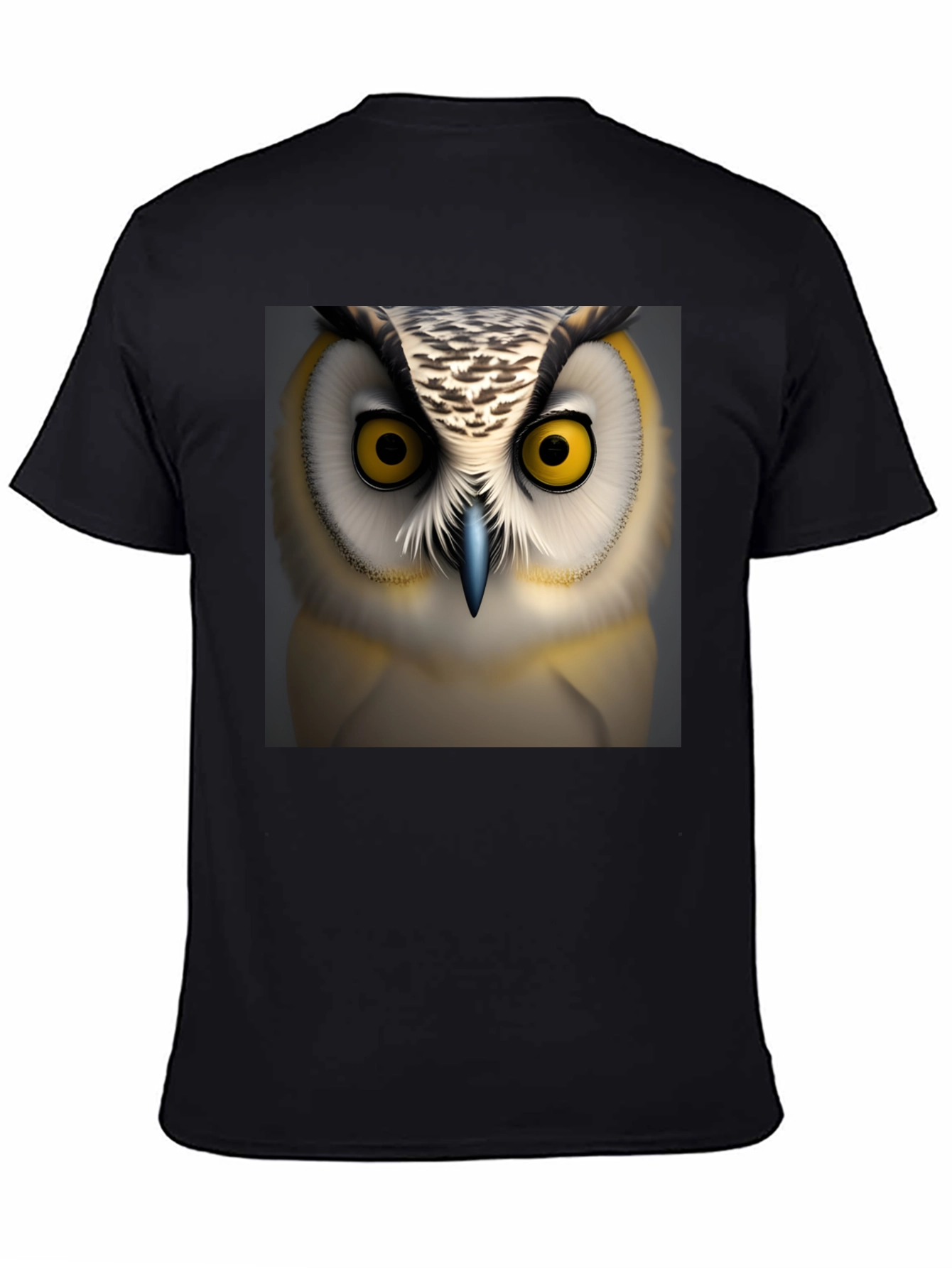 Owl Face Graphic Print Black T-Shirt