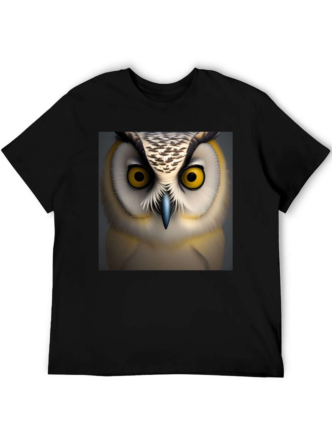 Owl Face Graphic Print Black T-Shirt