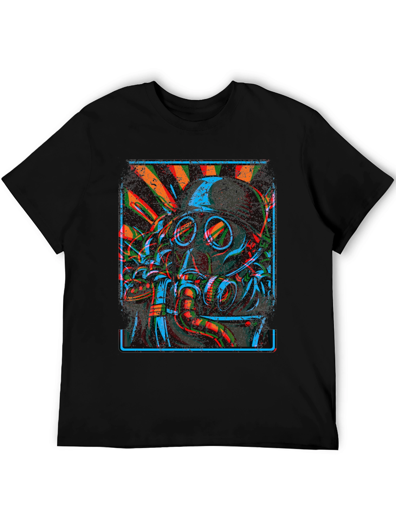 Gas Mask Graphic Print Black T-Shirt