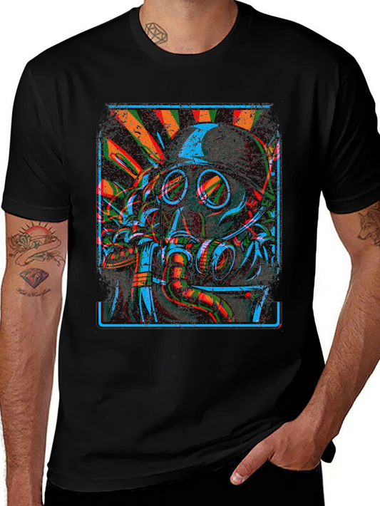 Gas Mask Graphic Print Black T-Shirt