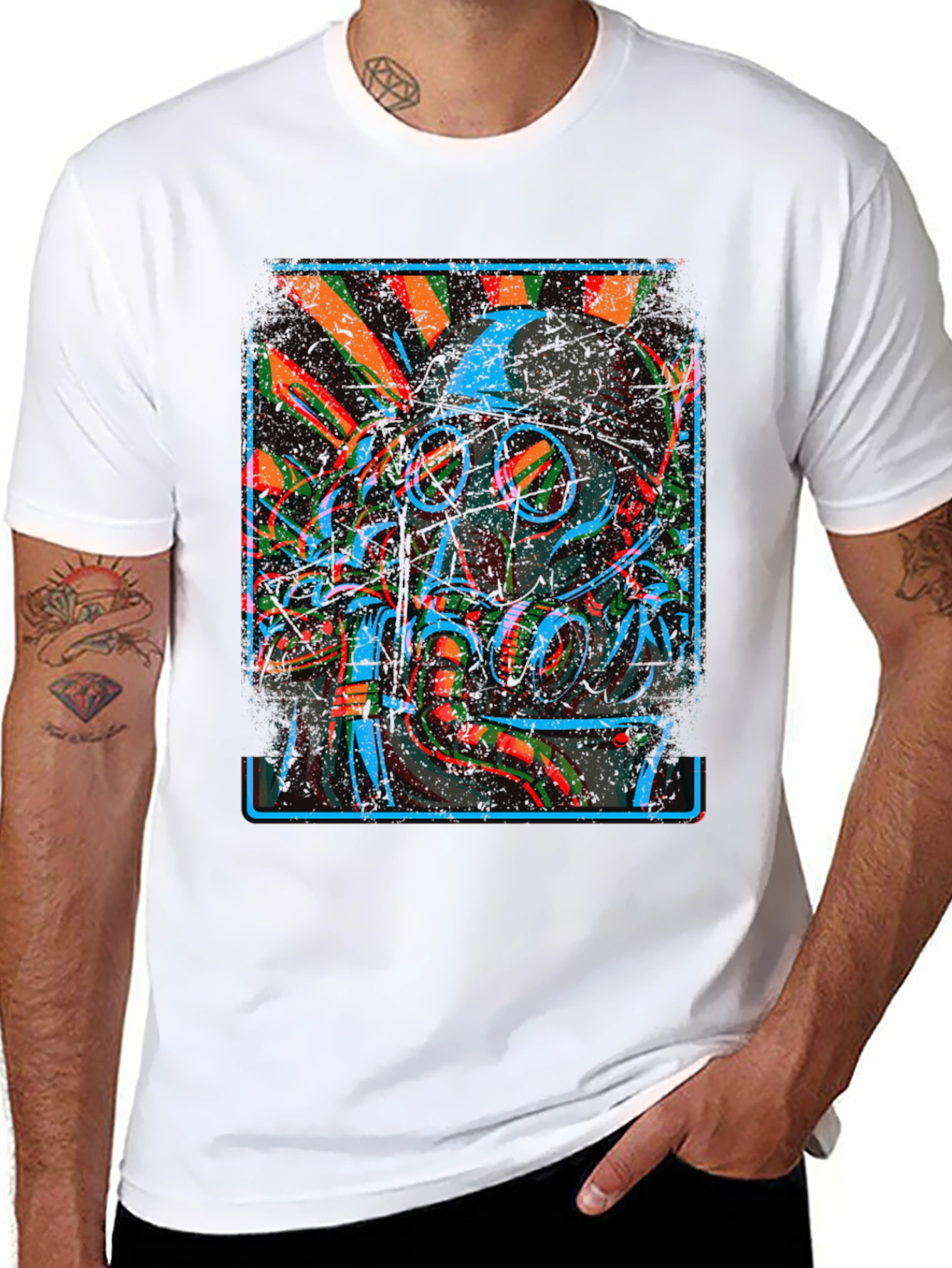 Gas Mask Graphic Print Black T-Shirt