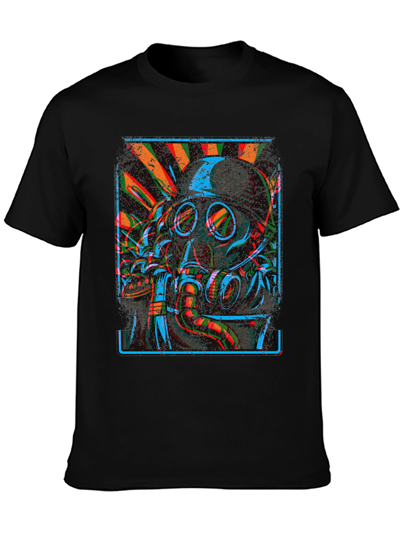 Gas Mask Graphic Print Black T-Shirt