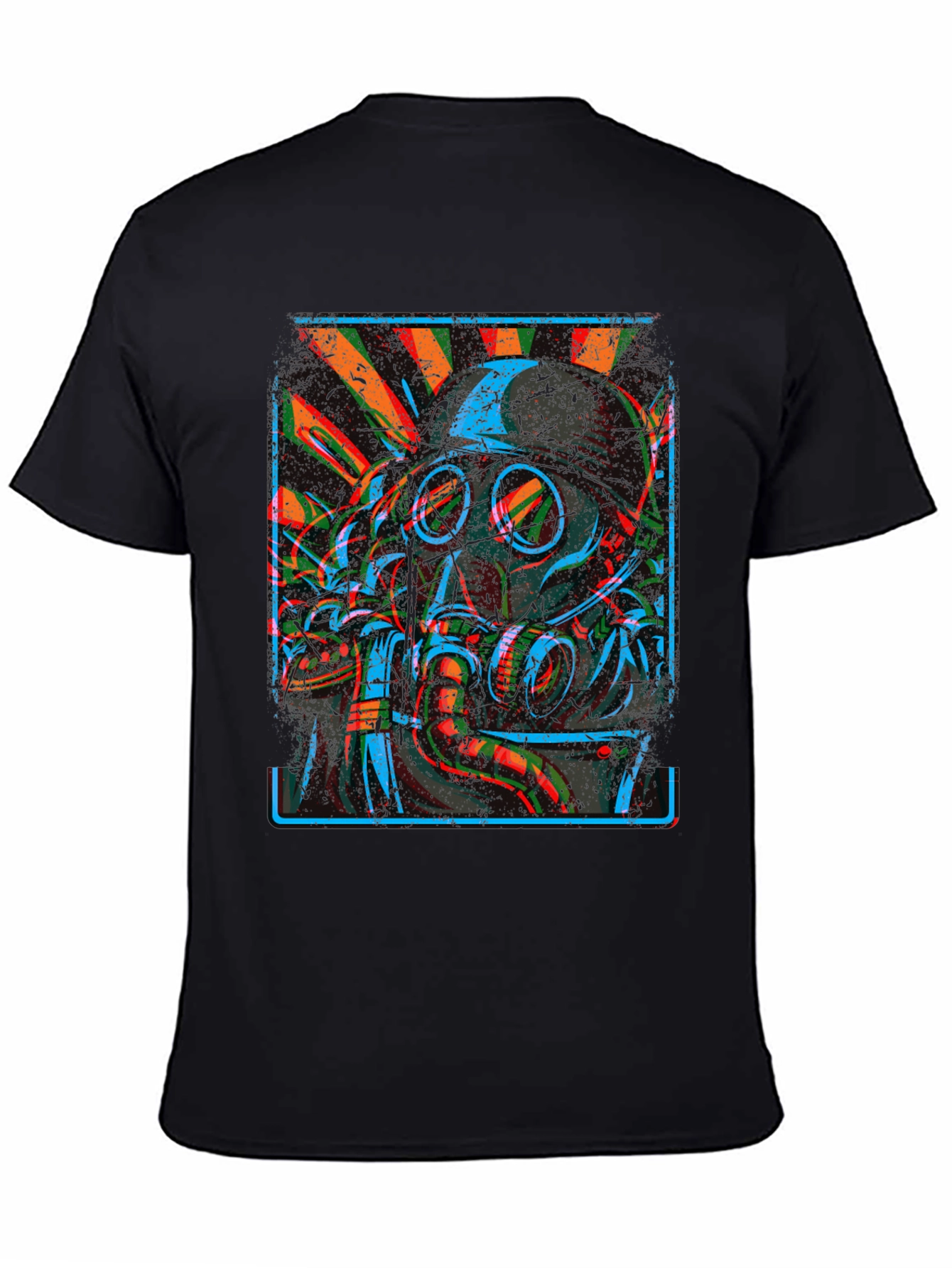 Gas Mask Graphic Print Black T-Shirt